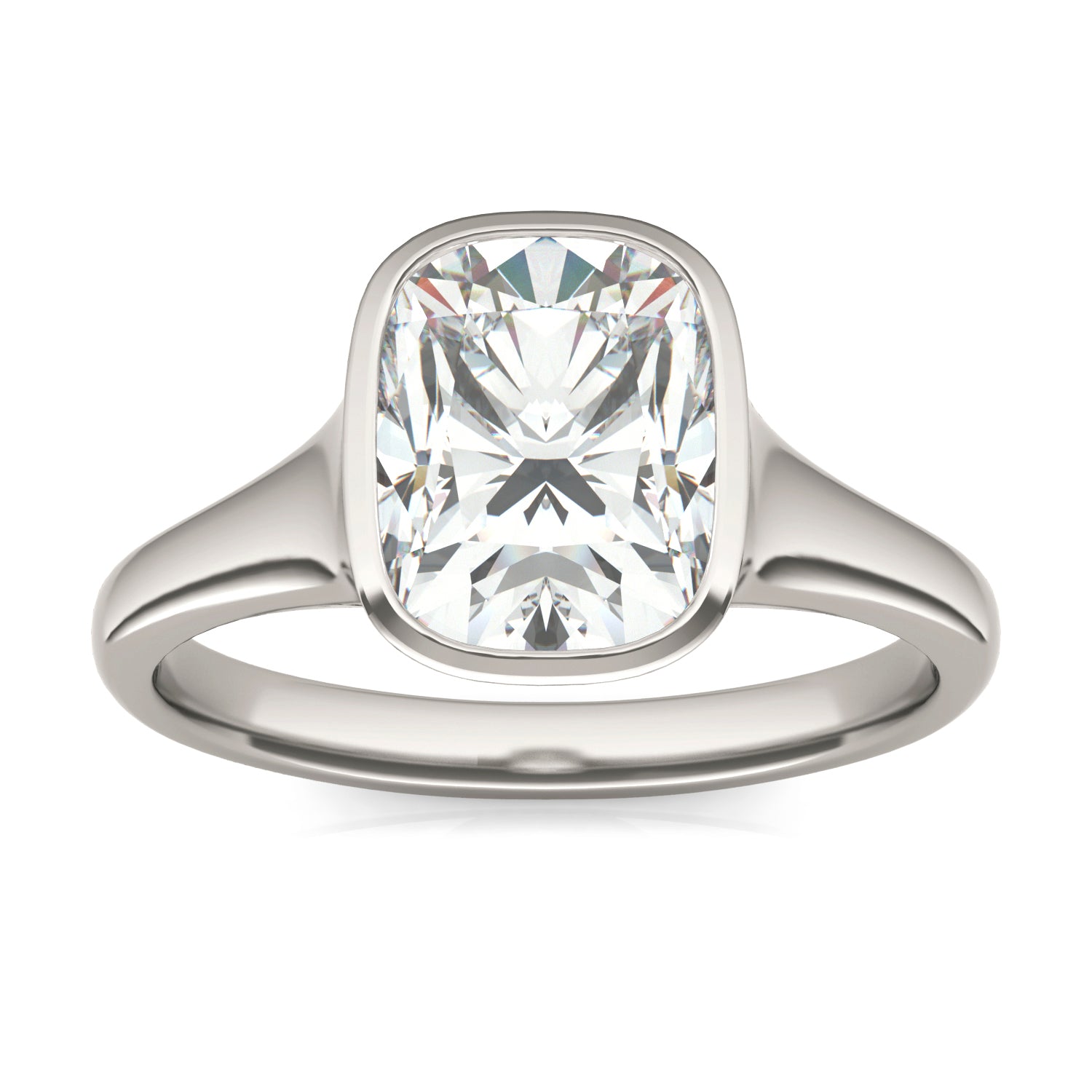 2.30 CTW DEW Elongated Cushion Forever One™ Moissanite Bezel Set Solitaire Ring