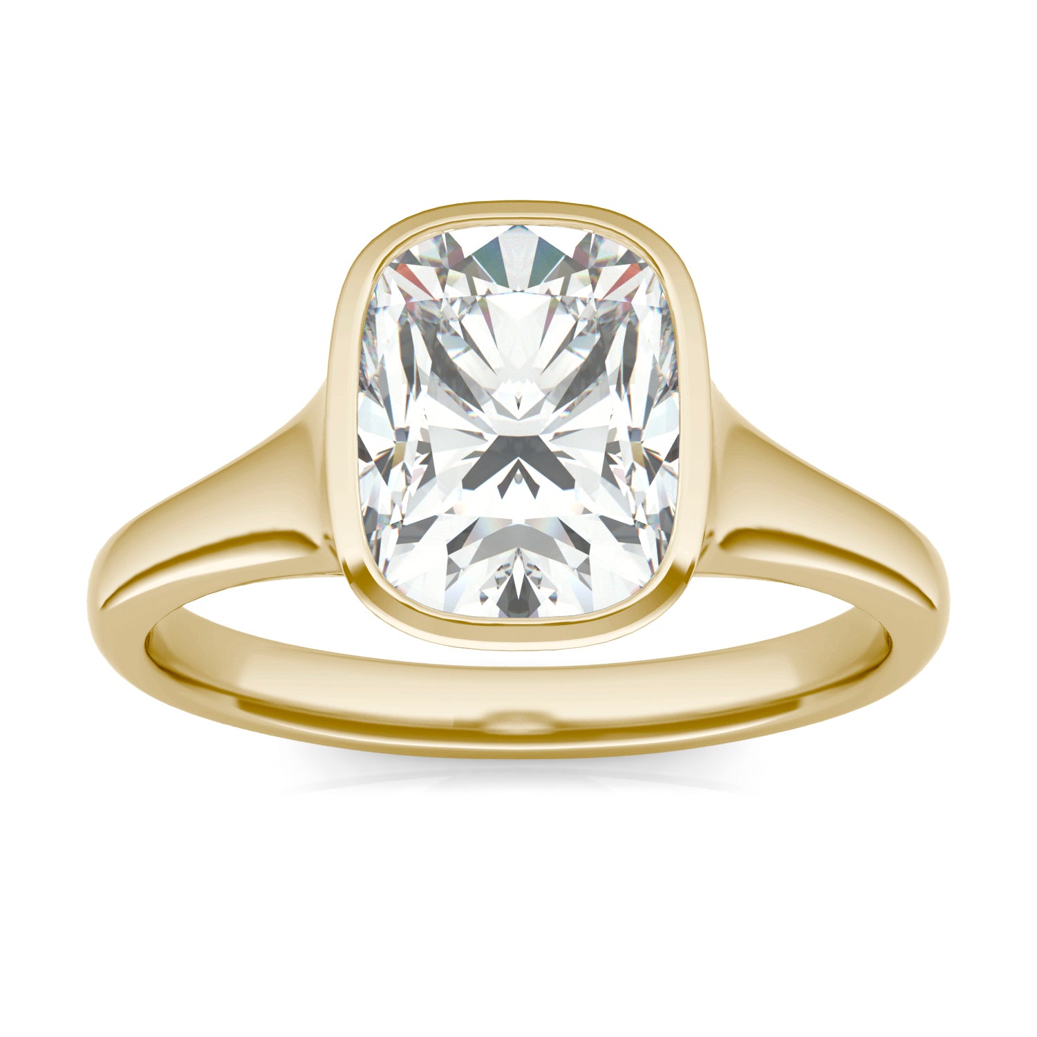 2.30 CTW DEW Elongated Cushion Forever One™ Moissanite Bezel Set Solitaire Ring