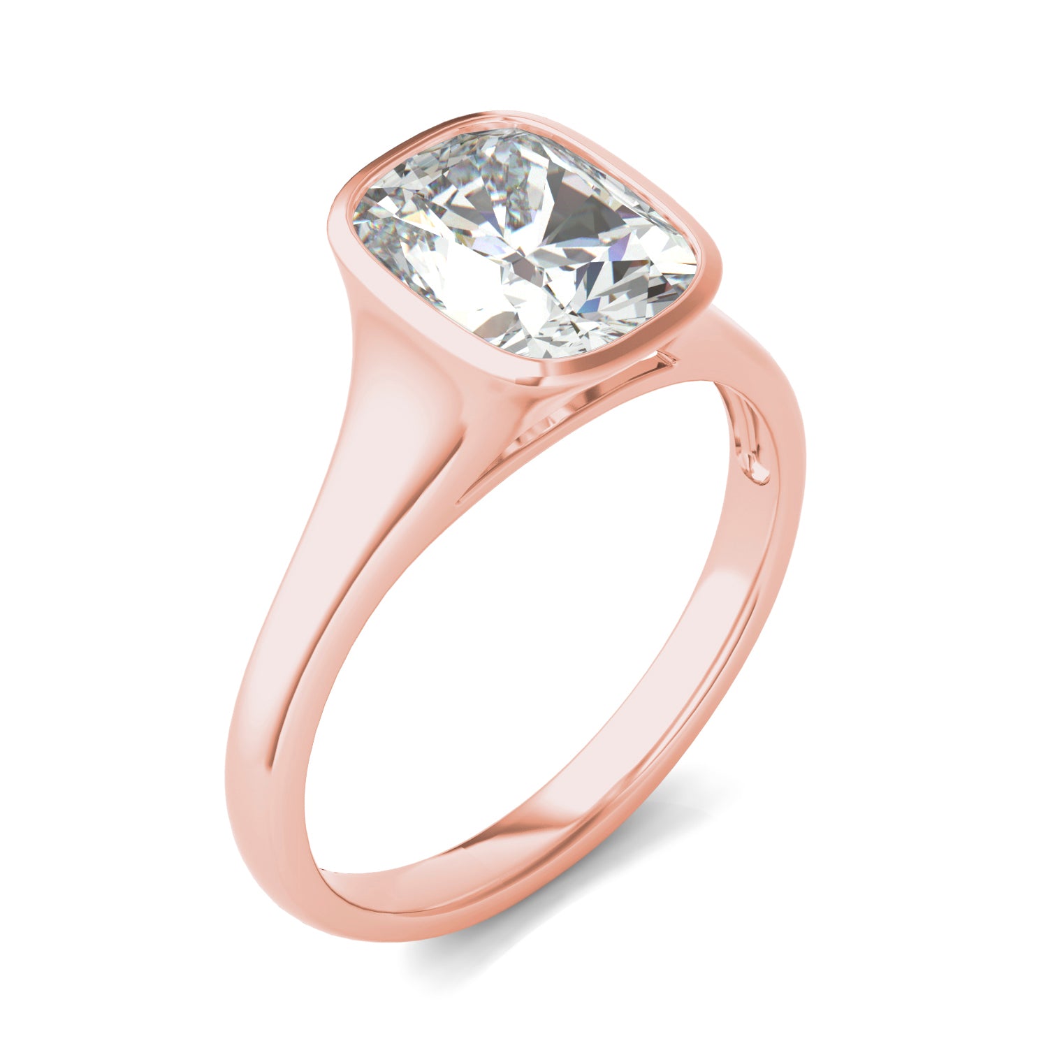 2.30 CTW DEW Elongated Cushion Forever One™ Moissanite Bezel Set Solitaire Ring