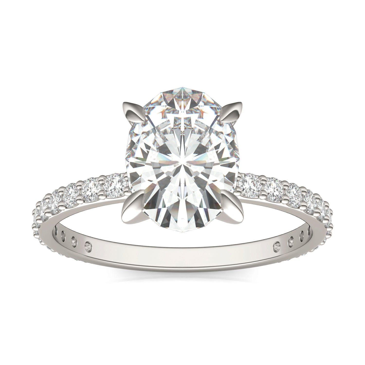 2 2/5 CTW Oval Caydia® Lab Grown Diamond Classic Solitaire with Side Accents Ring