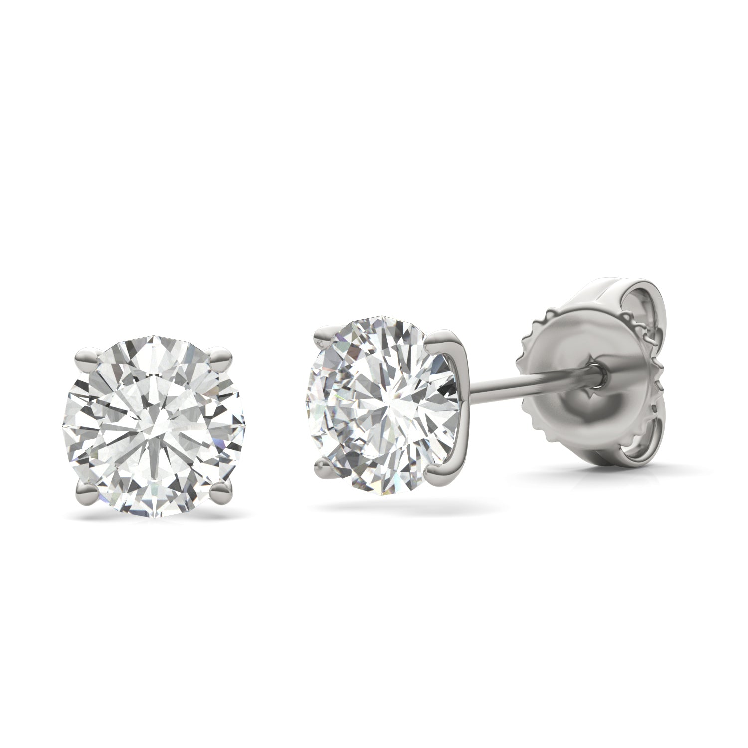 1.60 CTW DEW Round Forever One™ Moissanite Four Prong Martini Stud Earrings