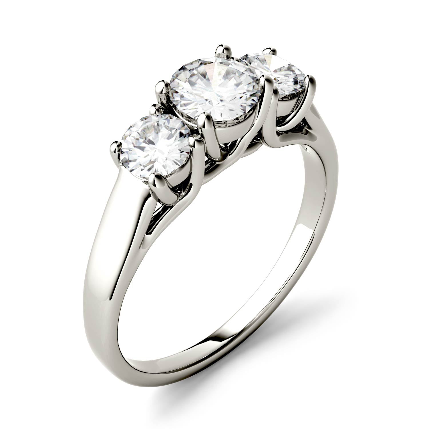2.00 CTW DEW Round Forever One™ Moissanite Three Stone Trellis Ring