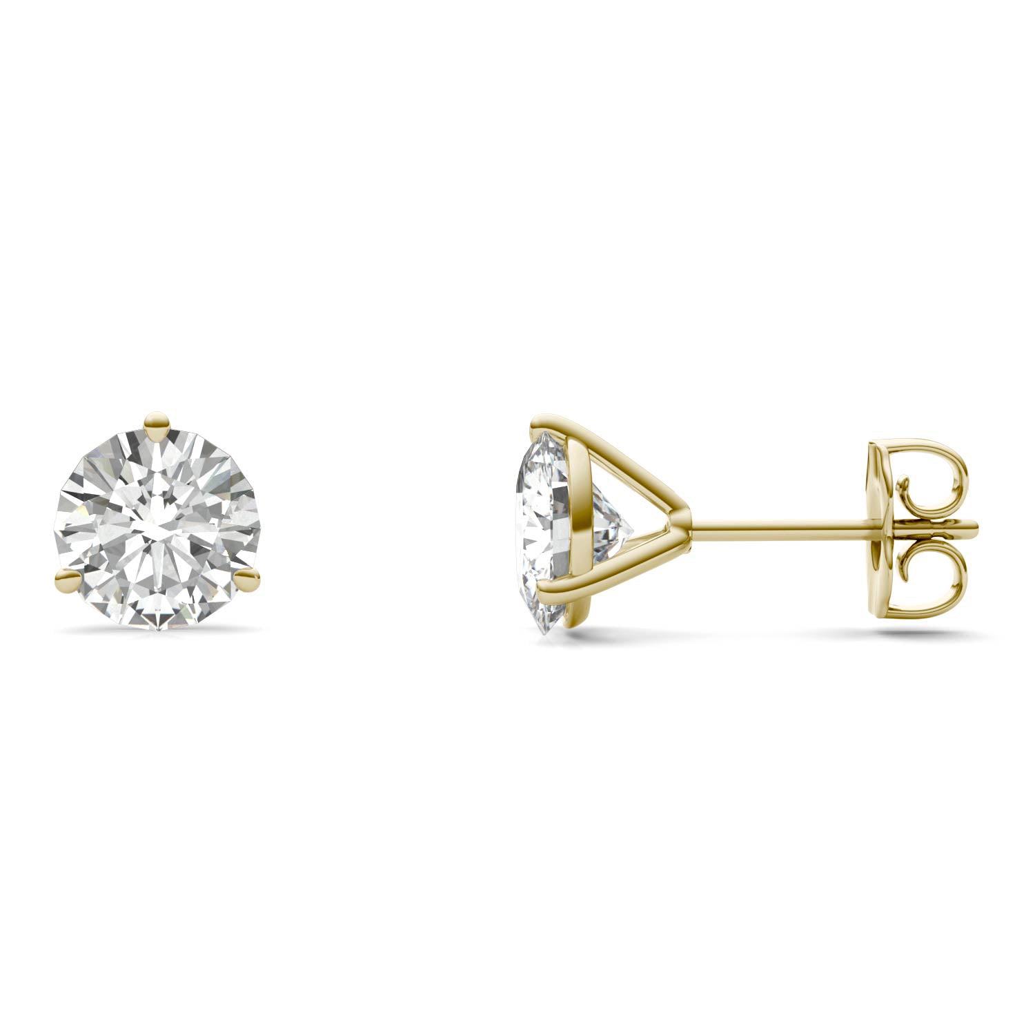 3.00 CTW DEW Round Forever One Moissanite Three Prong Martini Stud Earrings
