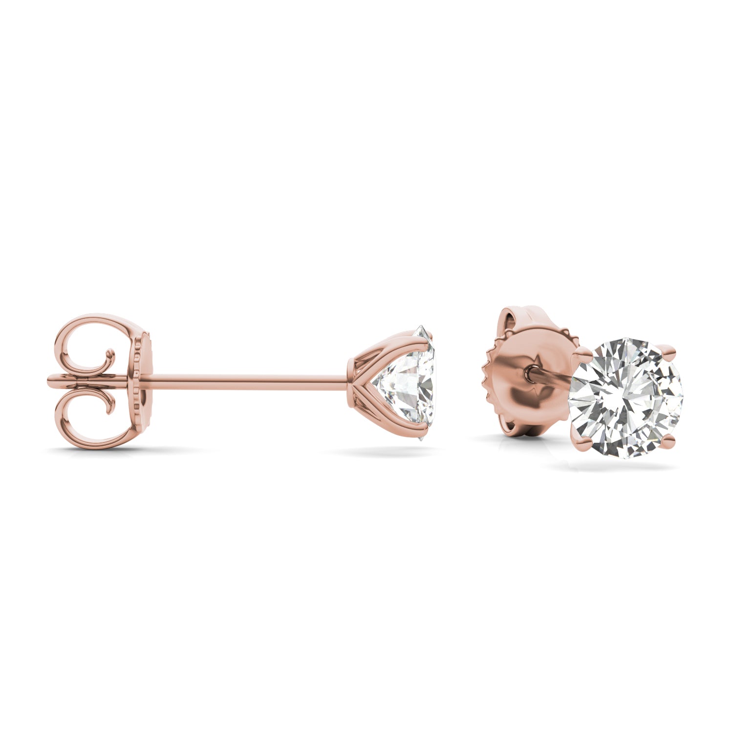 1.60 CTW DEW Round Forever One™ Moissanite Four Prong Martini Stud Earrings