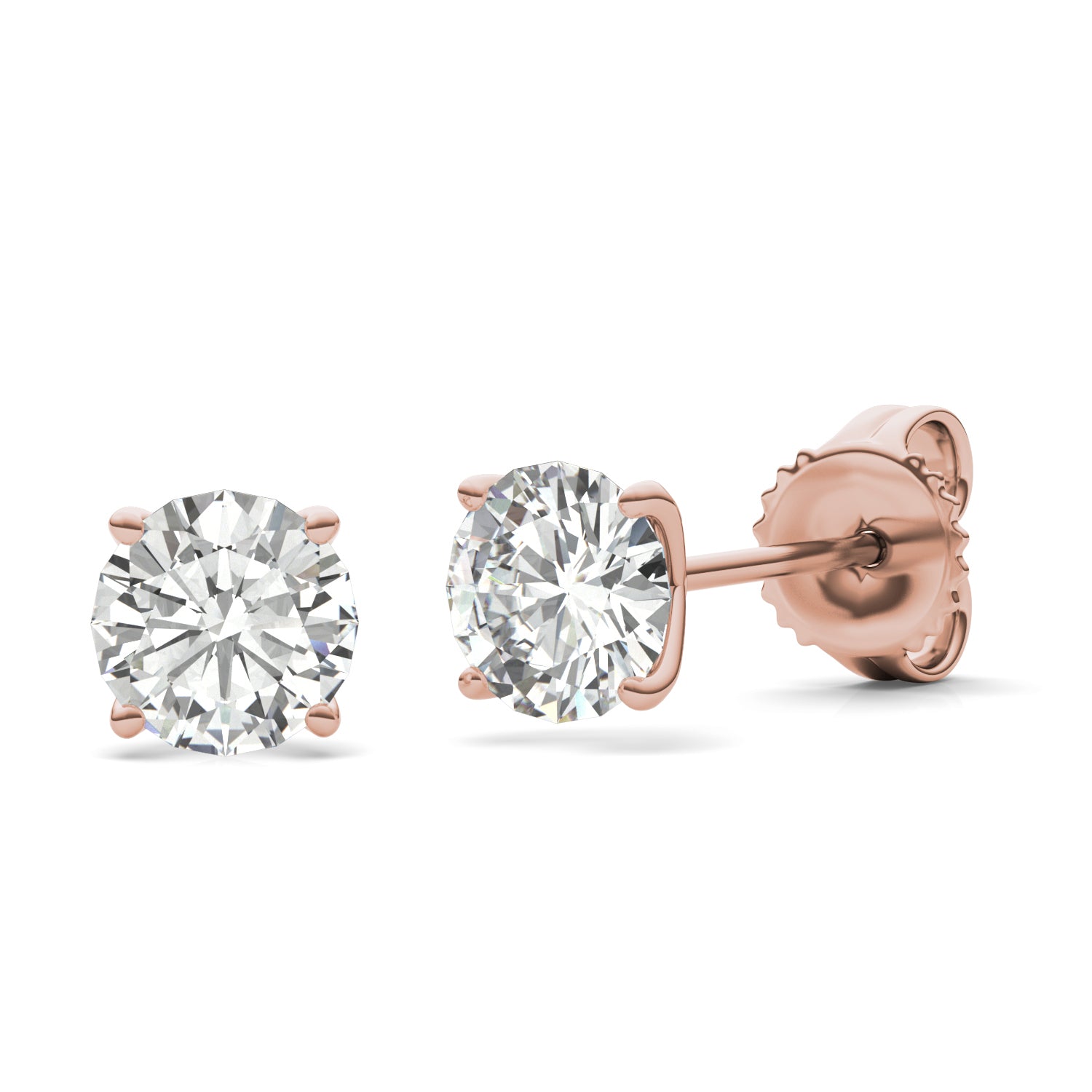 1.60 CTW DEW Round Forever One™ Moissanite Four Prong Martini Stud Earrings