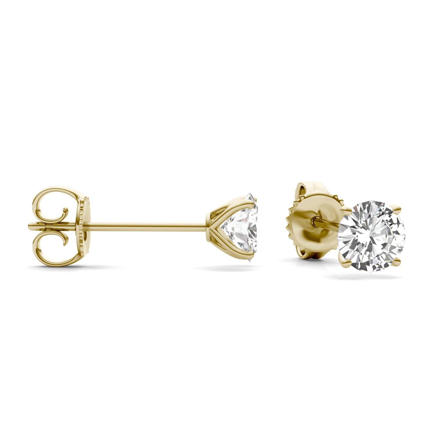 1.60 CTW DEW Round Forever One™ Moissanite Four Prong Martini Stud Earrings