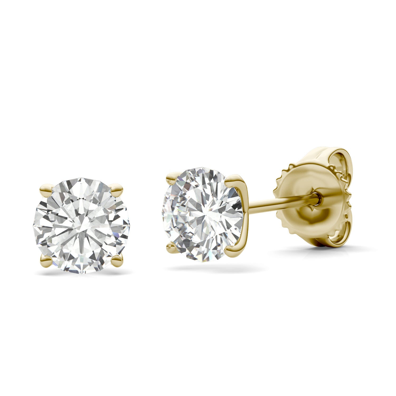 1.60 CTW DEW Round Forever One™ Moissanite Four Prong Martini Stud Earrings