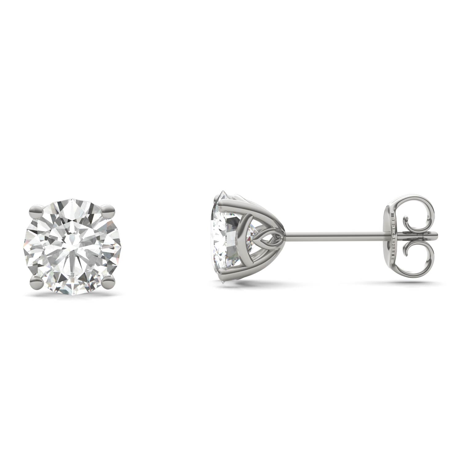 2.08 CTW DEW Round Forever One™ Moissanite Signature Basket Stud Earrings