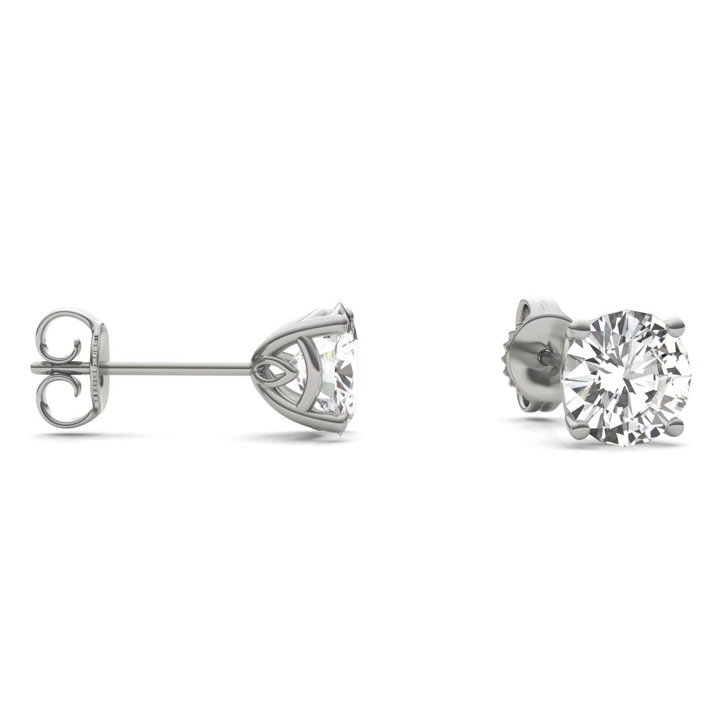 2.08 CTW DEW Round Forever One™ Moissanite Signature Basket Stud Earrings