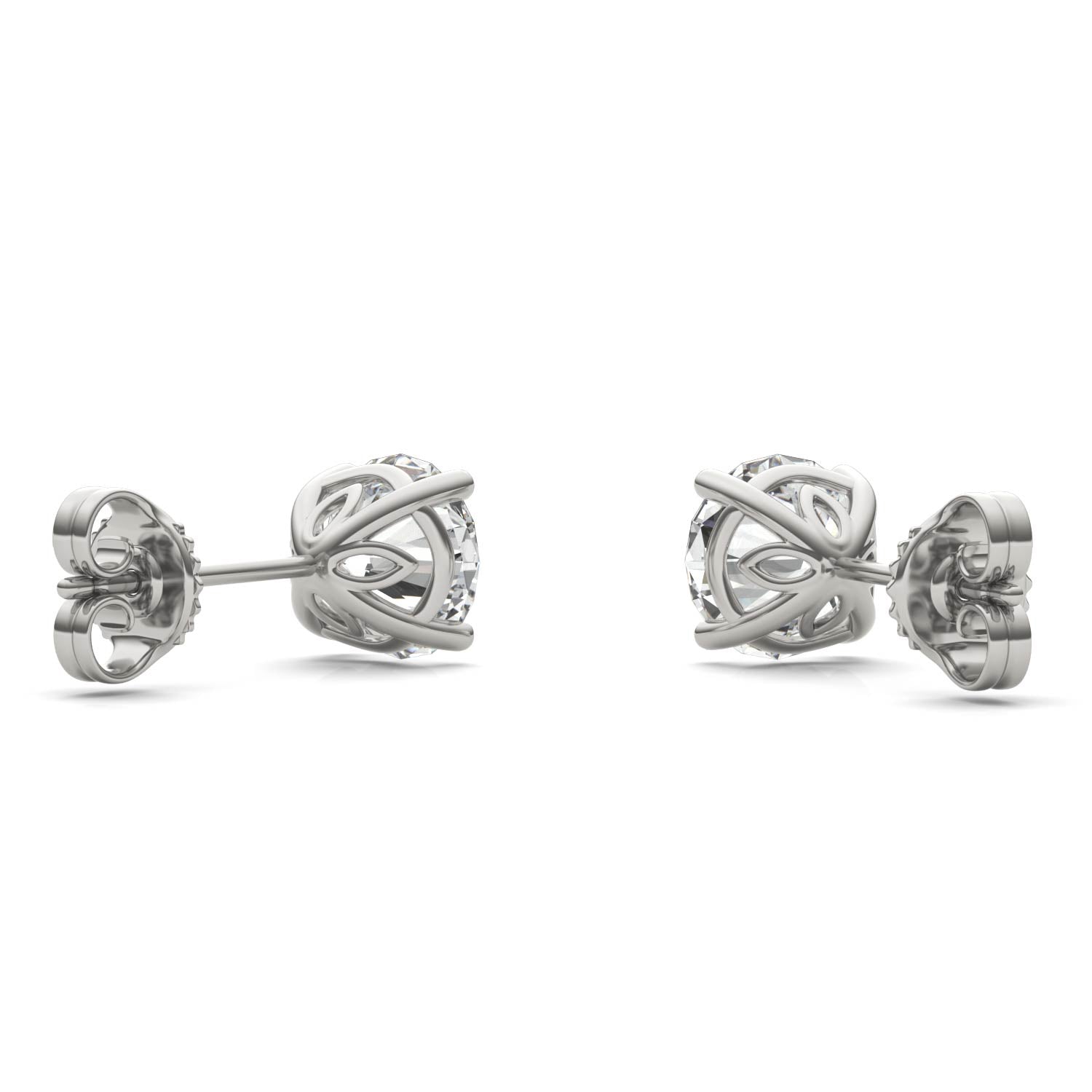 2.08 CTW DEW Round Forever One™ Moissanite Signature Basket Stud Earrings