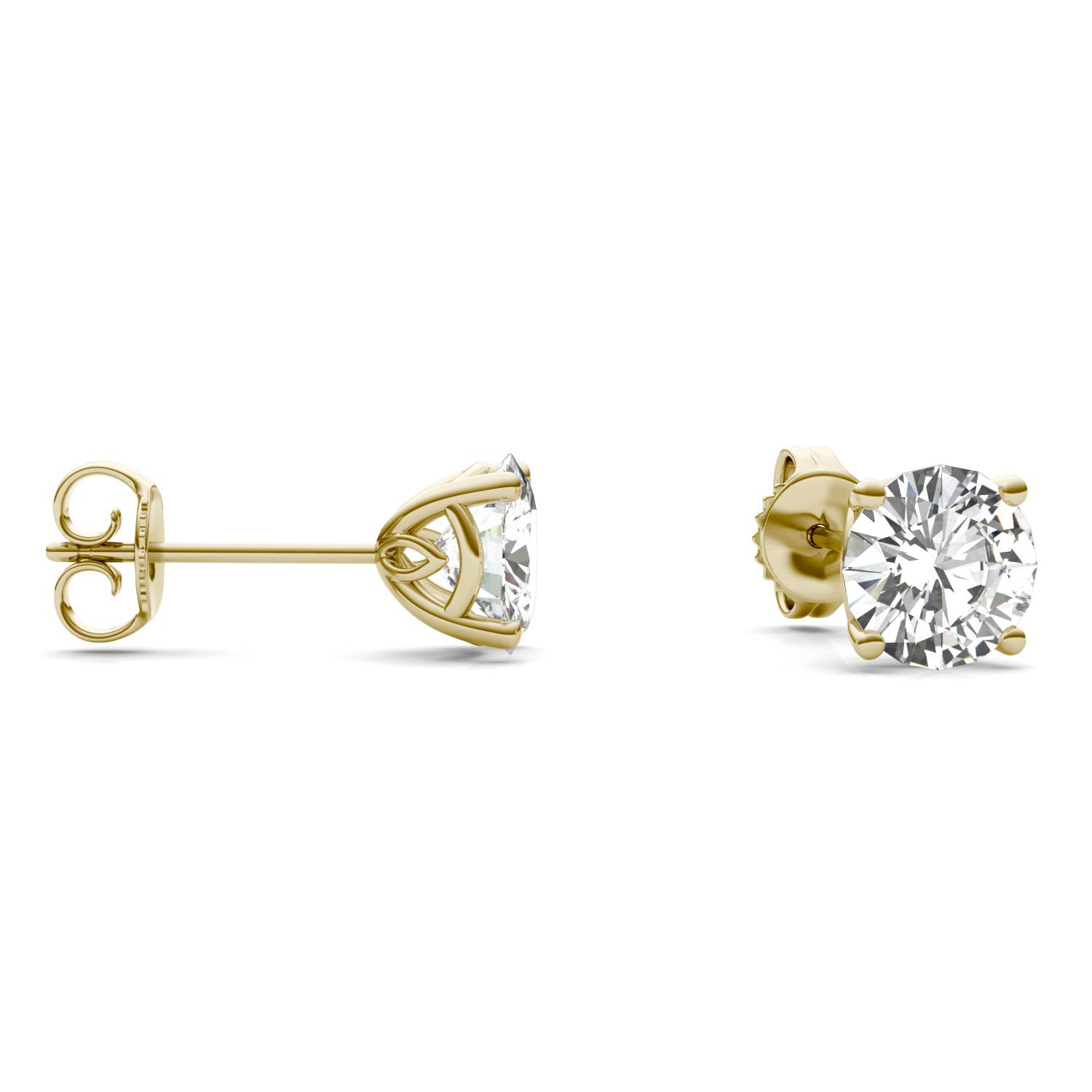 2.08 CTW DEW Round Forever One™ Moissanite Signature Basket Stud Earrings