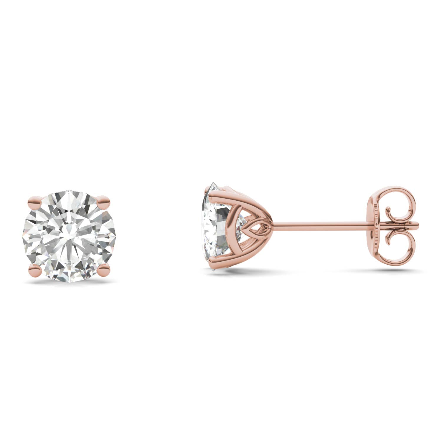 2.08 CTW DEW Round Forever One™ Moissanite Signature Basket Stud Earrings