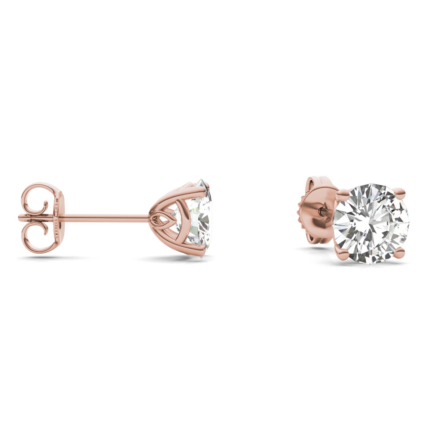 2.08 CTW DEW Round Forever One™ Moissanite Signature Basket Stud Earrings