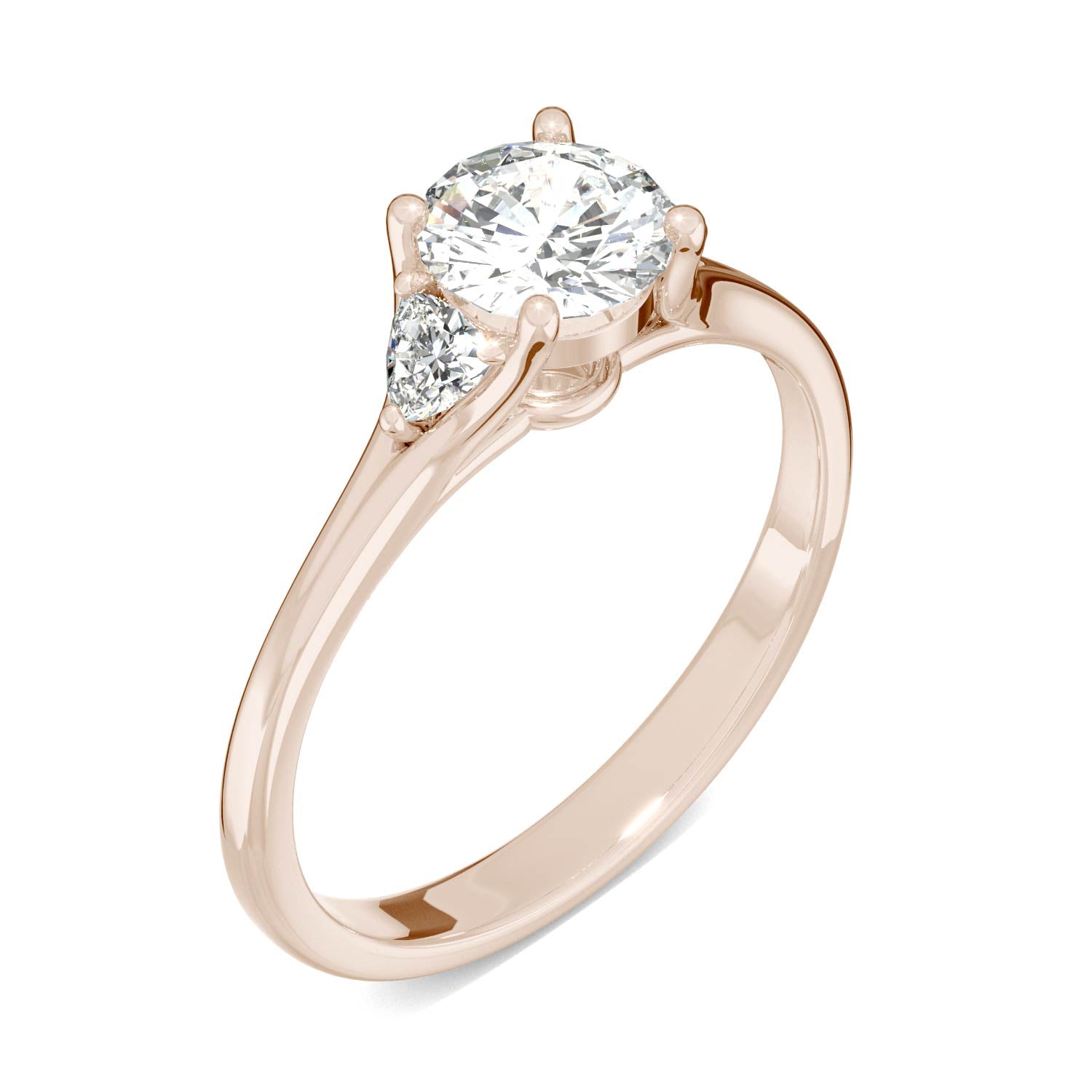 1.00 CTW DEW Round Forever One™ Moissanite Signature Hearts & Arrows Round Three Stone Ring