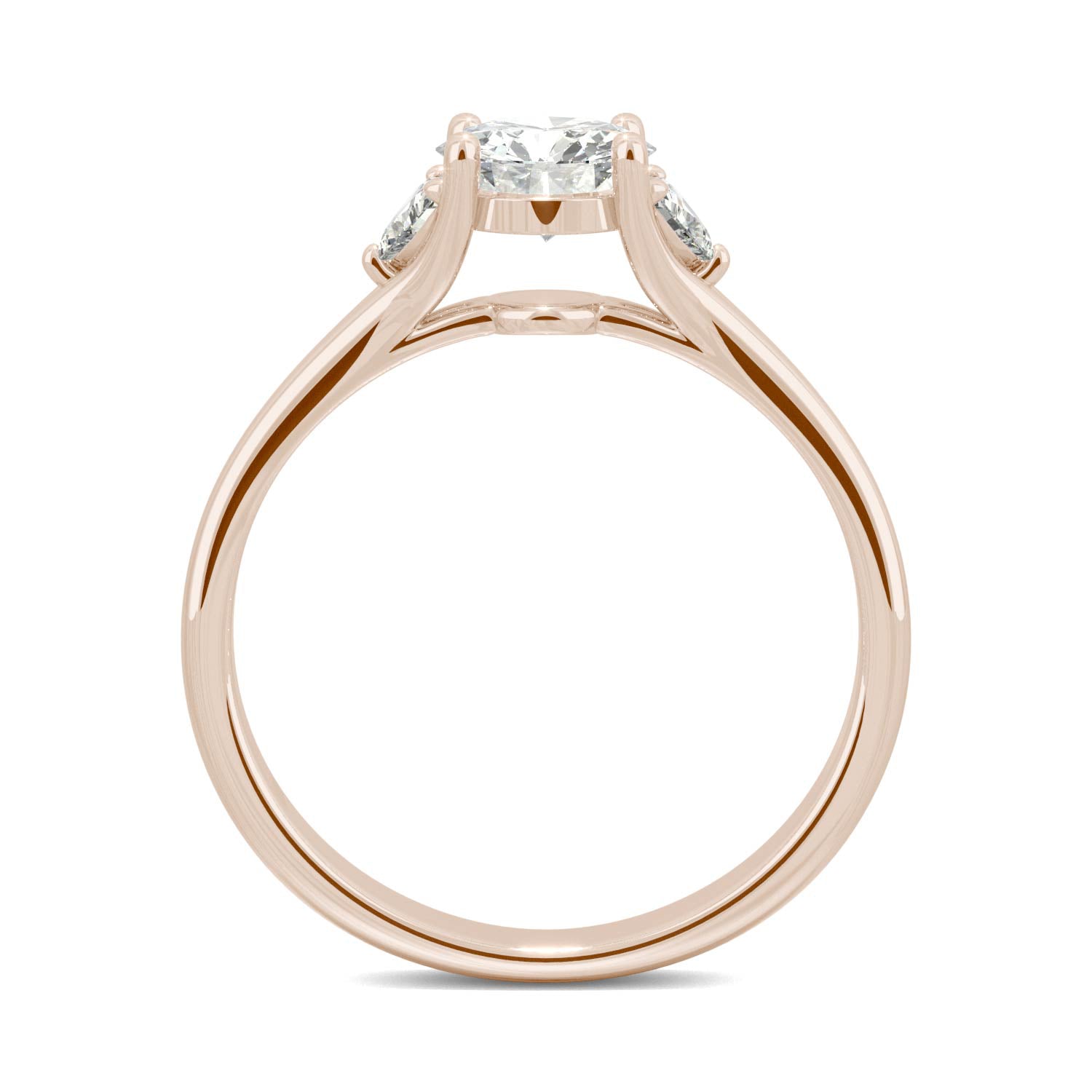1.00 CTW DEW Round Forever One™ Moissanite Signature Hearts & Arrows Round Three Stone Ring