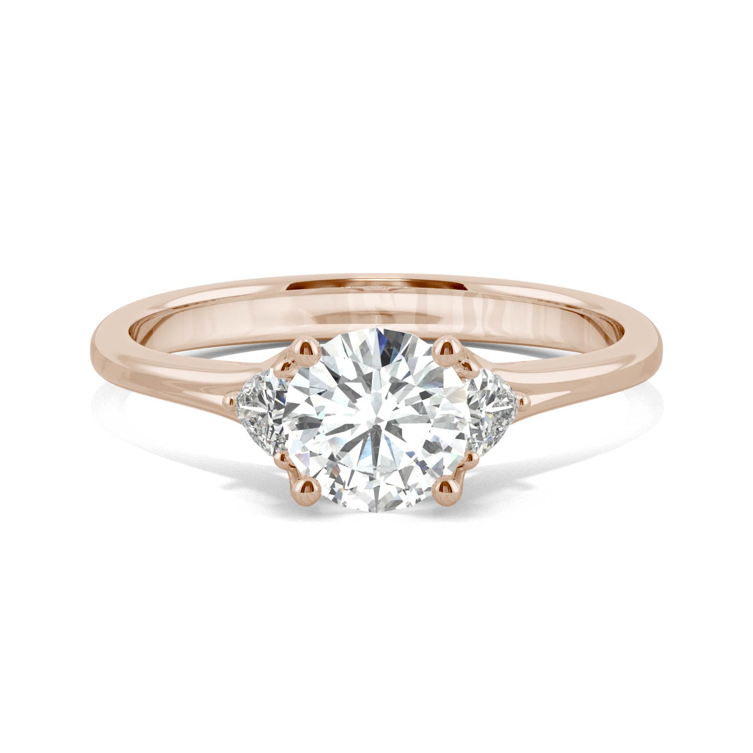 1.00 CTW DEW Round Forever One™ Moissanite Signature Hearts & Arrows Round Three Stone Ring