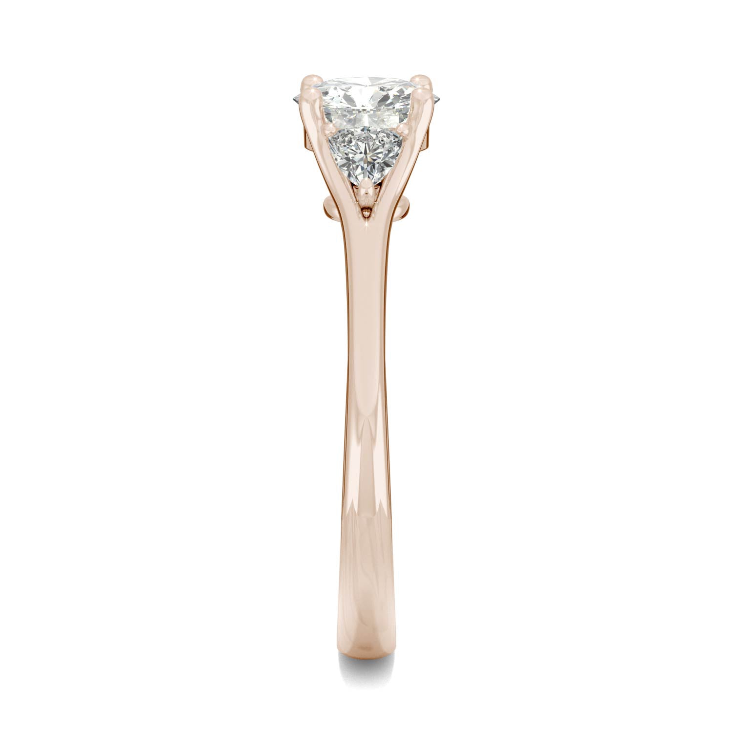 1.00 CTW DEW Round Forever One™ Moissanite Signature Hearts & Arrows Round Three Stone Ring