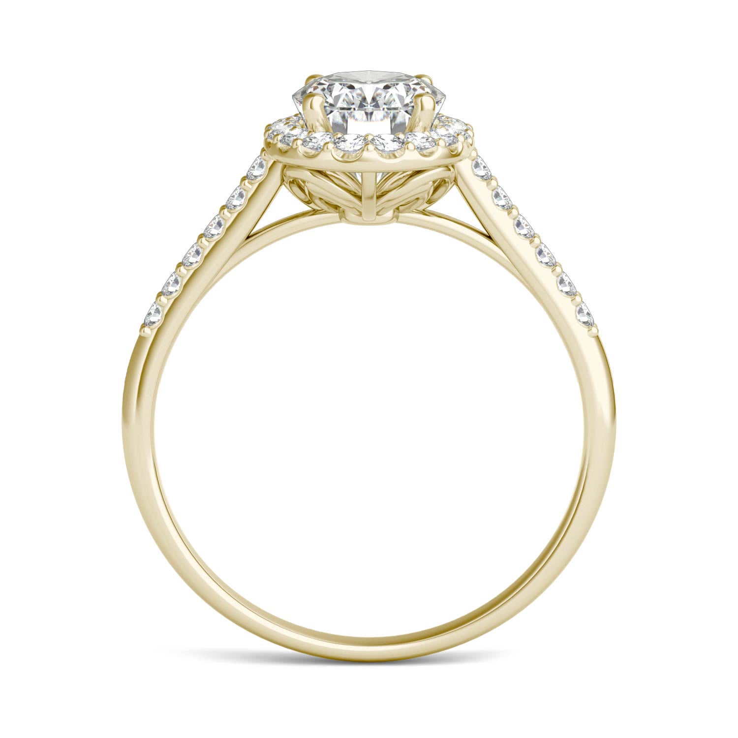 1.84 CTW DEW Oval Forever One™ Moissanite Signature Halo with Side Accents Engagement Ring