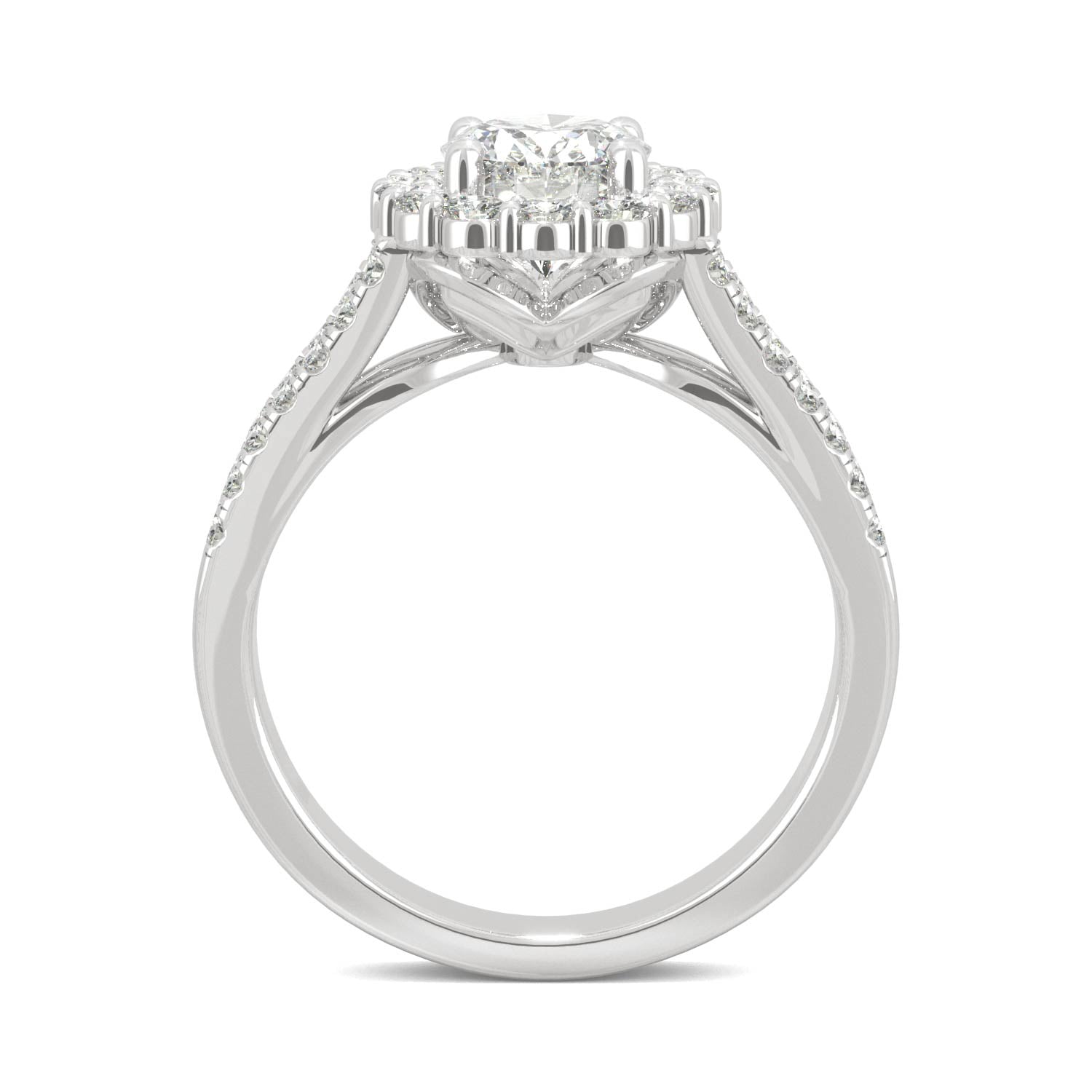 2.14 CTW DEW Oval Forever One™ Moissanite Signature Halo Split Shank Engagement Ring