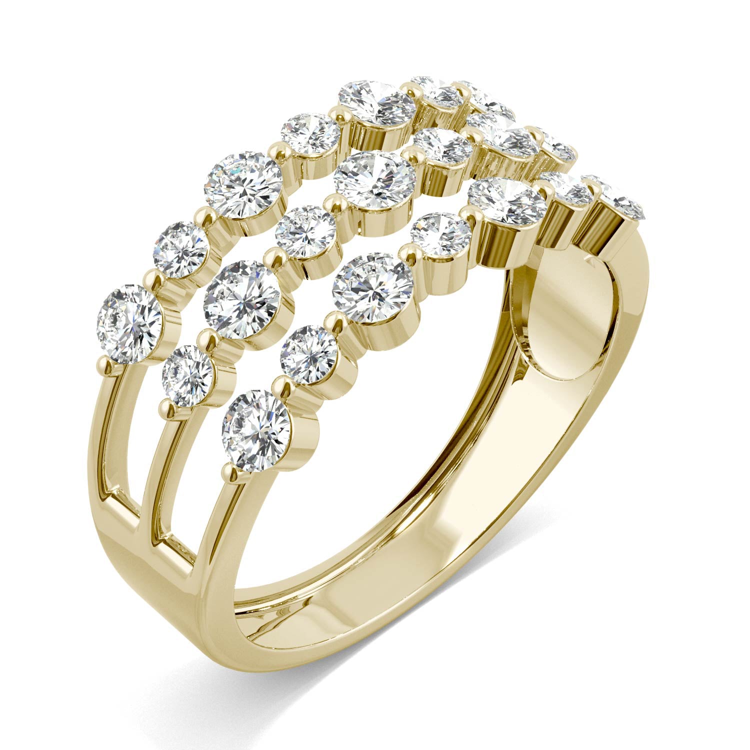 0.91 CTW DEW Round Forever Bright™ Moissanite Three Row Ring