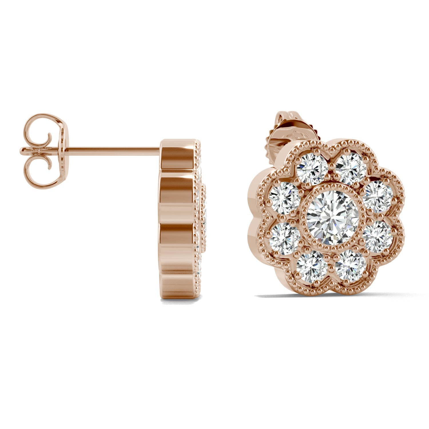 0.80 CTW DEW Round Forever Bright™ Moissanite Floral Earrings