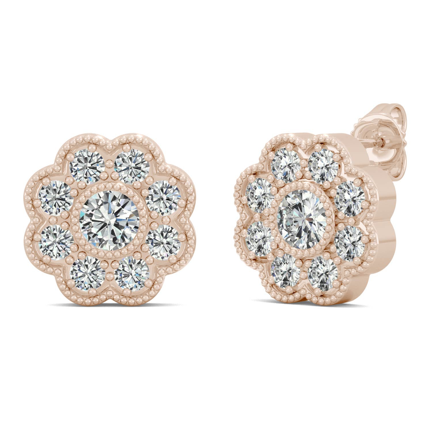 0.80 CTW DEW Round Forever Bright™ Moissanite Floral Earrings