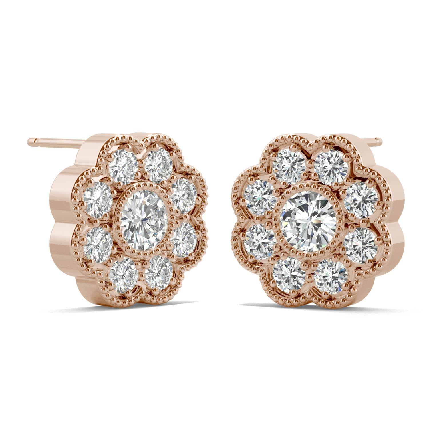 0.80 CTW DEW Round Forever Bright™ Moissanite Floral Earrings