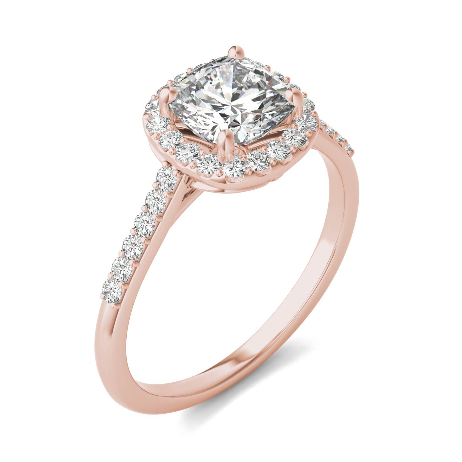 1.60 CTW DEW Cushion Forever One™ Moissanite Signature Halo with Side Stones Ring