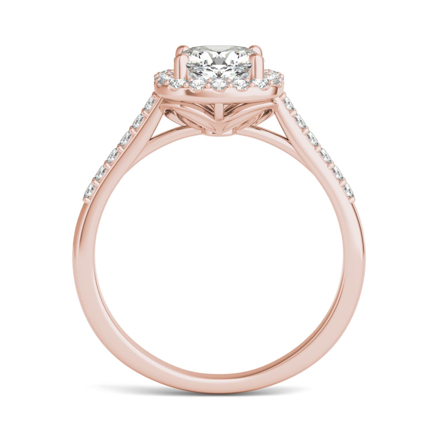 1.60 CTW DEW Cushion Forever One™ Moissanite Signature Halo with Side Stones Ring