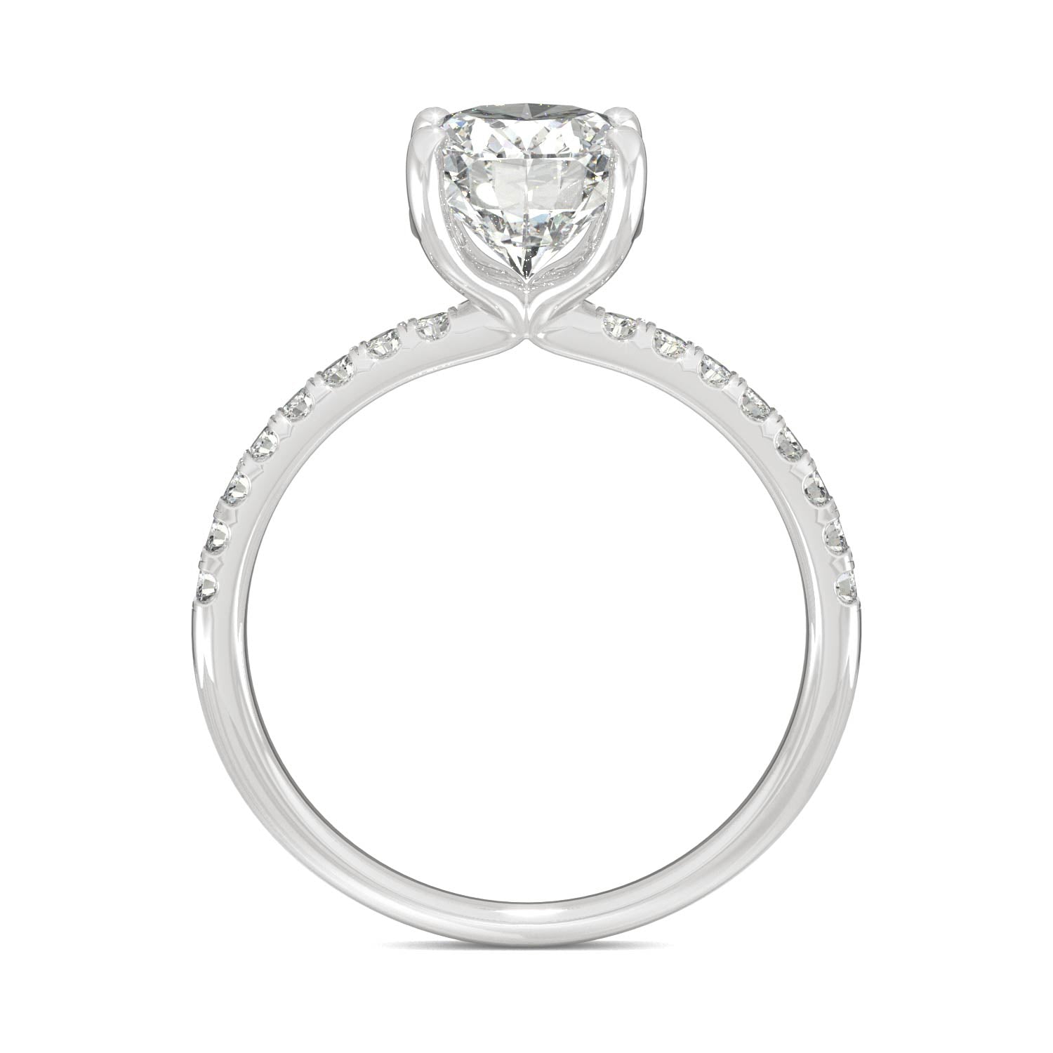 2.34 CTW DEW Oval Forever One™ Moissanite Side Stone Engagement Ring