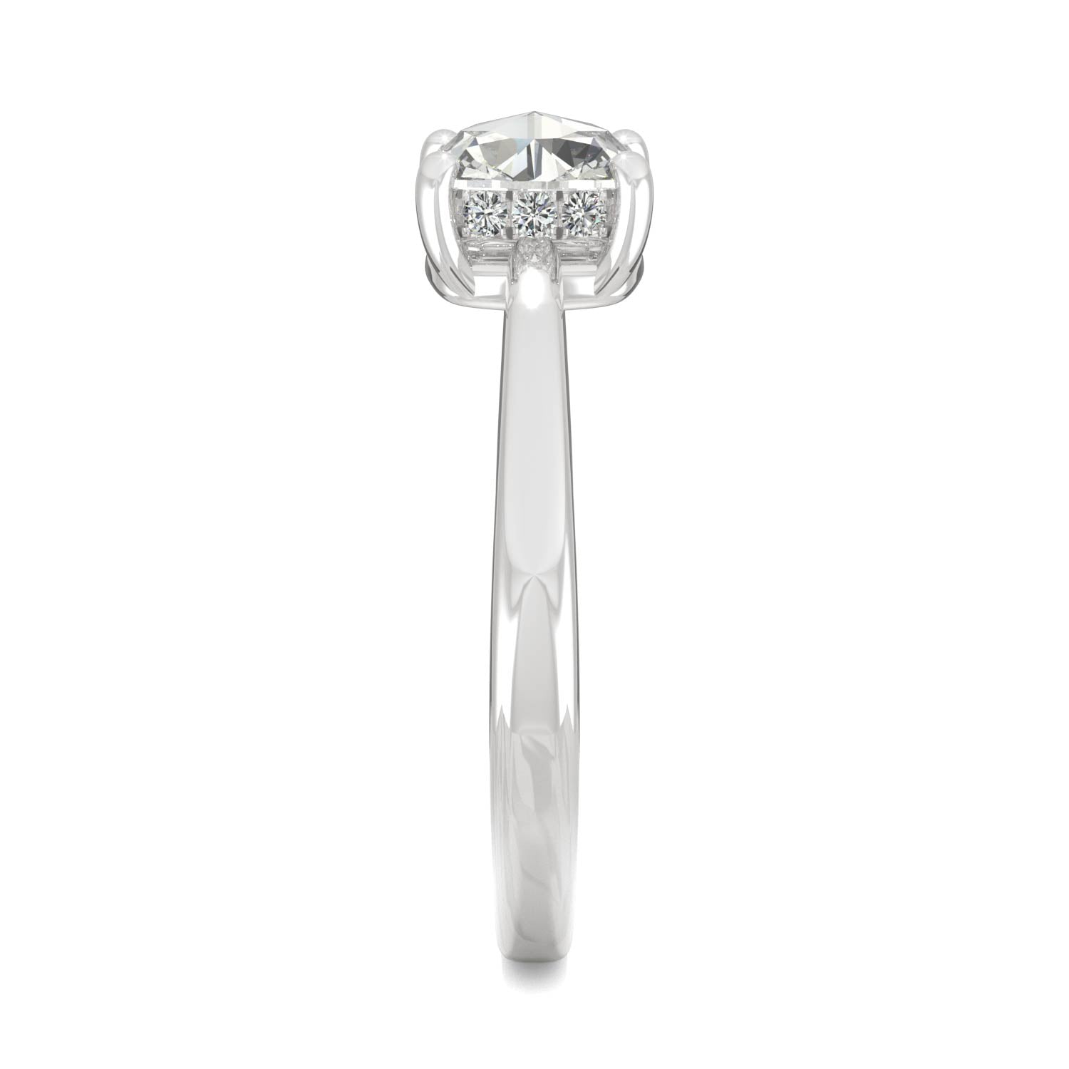 0.67 CTW DEW Cushion Forever One™ Moissanite Solitaire with Hidden Accents Ring