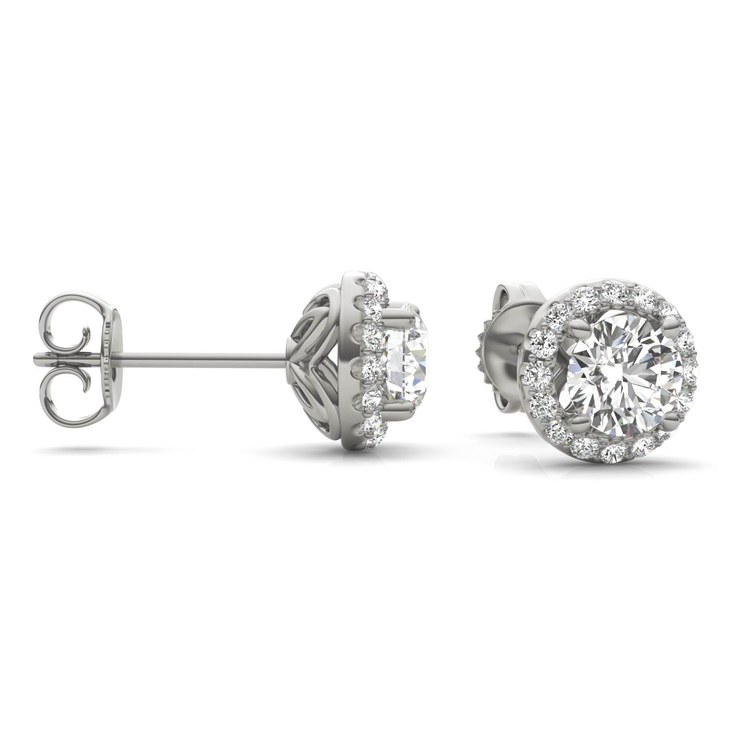 1 1/6 CTW Round Caydia® Lab Grown Diamond Signature Halo Stud Earrings