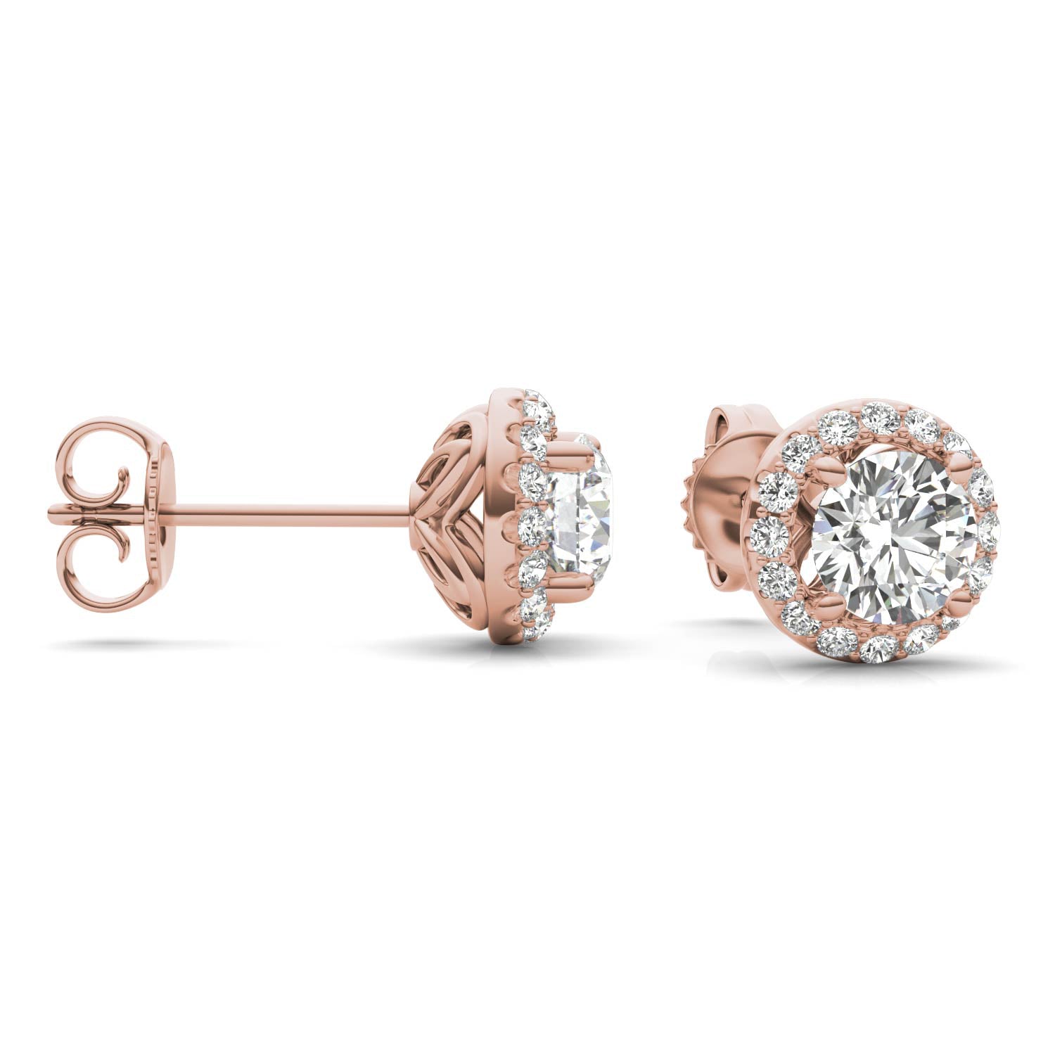 1 1/6 CTW Round Caydia® Lab Grown Diamond Signature Halo Stud Earrings