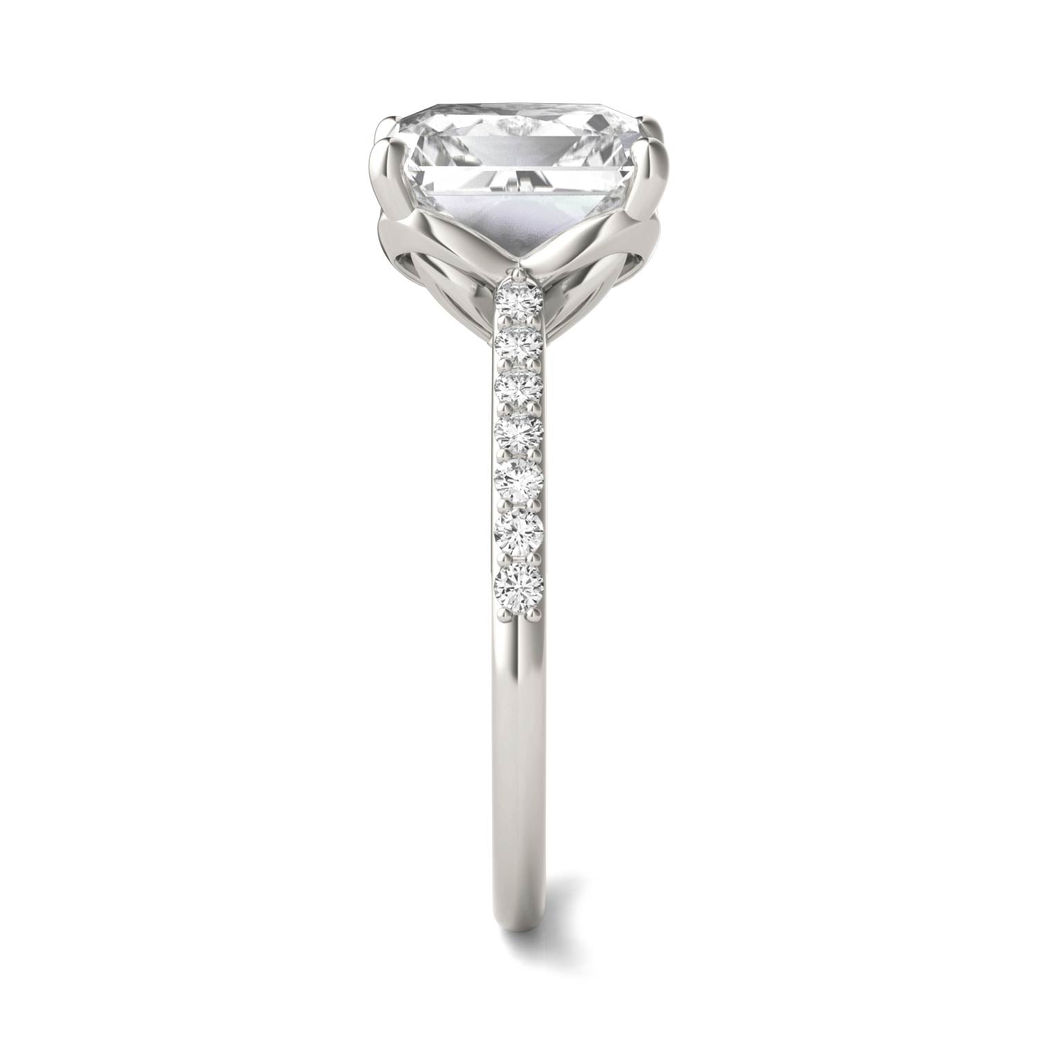 2.93 CTW DEW Radiant Forever One™ Moissanite Signature Solitaire with Side Accents Engagement Ring
