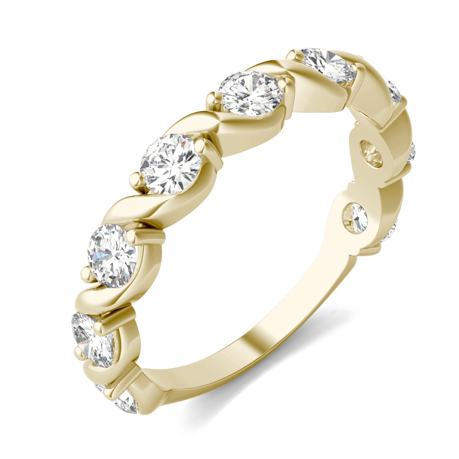 0.90 CTW DEW Round Forever Bright Moissanite Swirl Ring