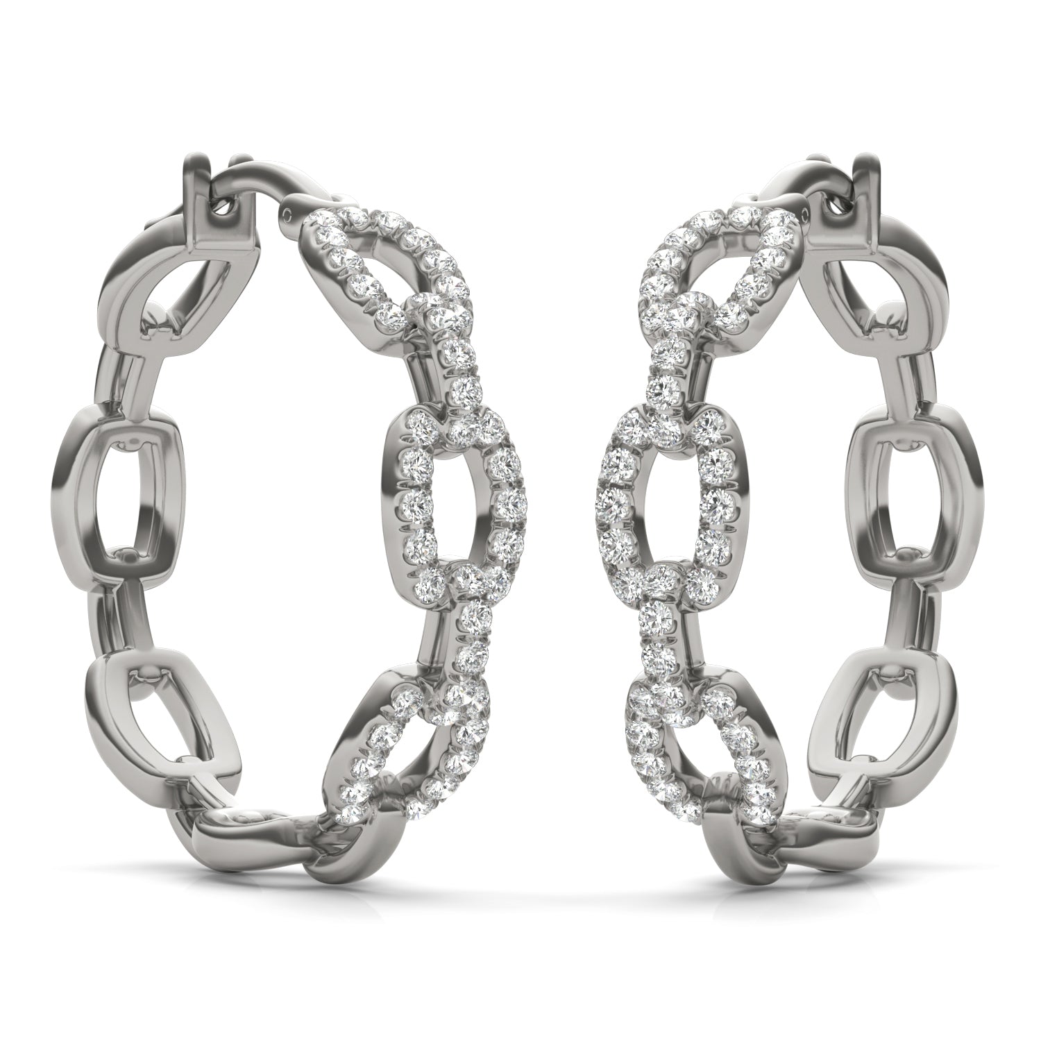 2/3 CTW Round Caydia® Lab Grown Diamond Oval Chain Link Hoop Earrings