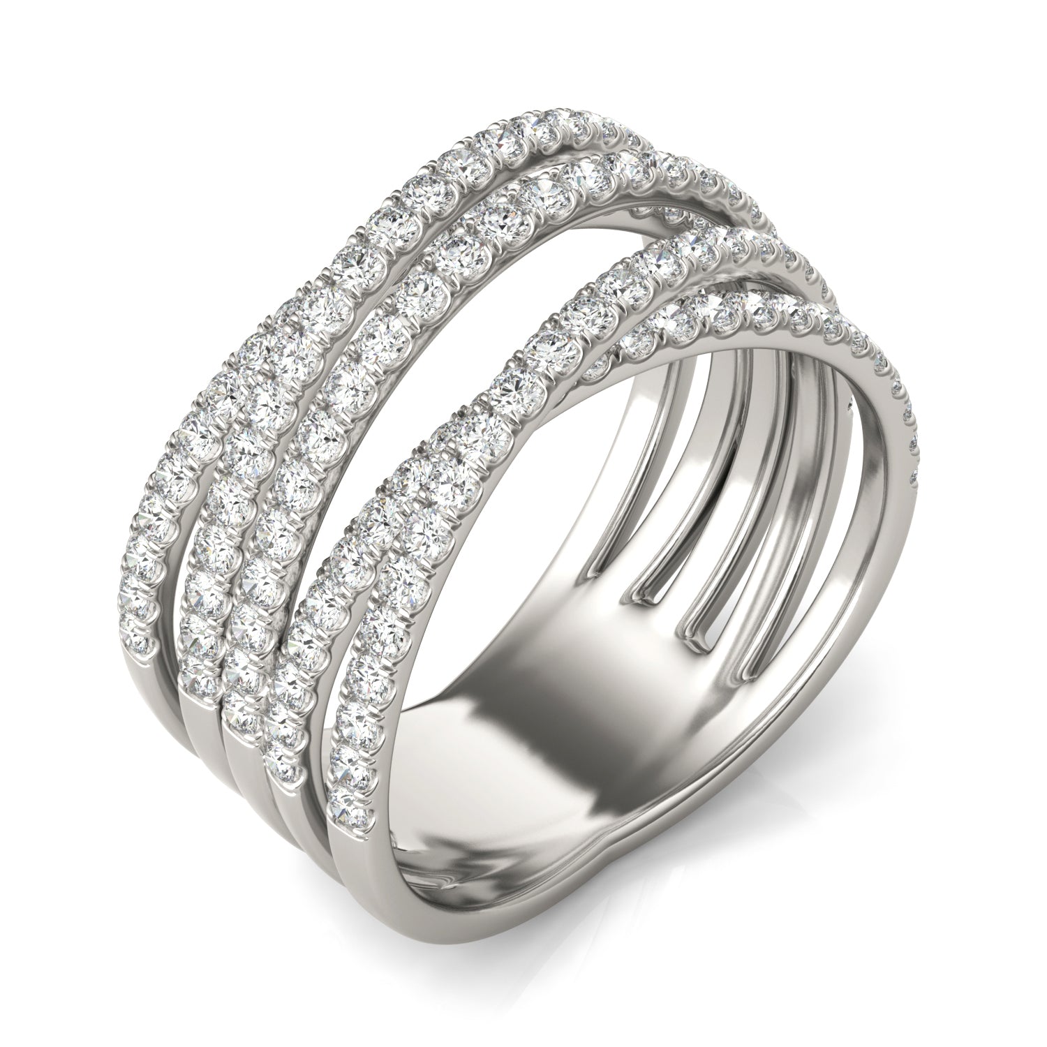 1 1/5 CTW Round Caydia® Lab Grown Diamond Five Row Crossover Ring