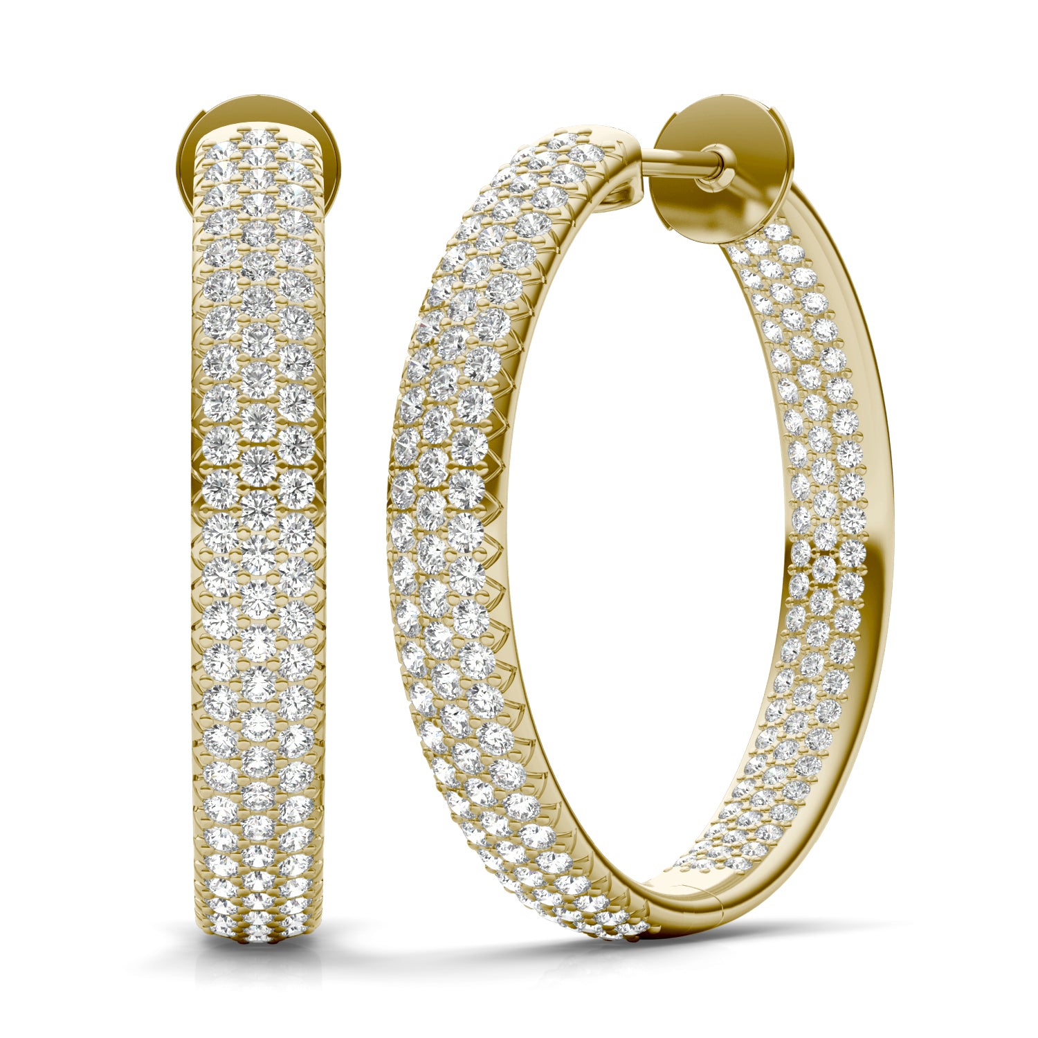 3 CTW Round Caydia® Lab Grown Diamond Three Row Pavé Inside Out Earrings