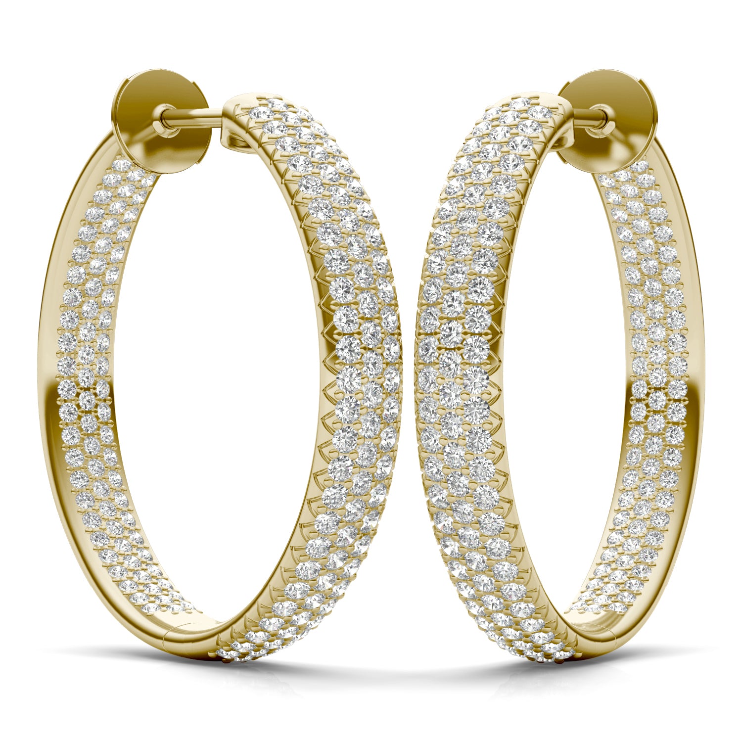 3 CTW Round Caydia® Lab Grown Diamond Three Row Pavé Inside Out Earrings