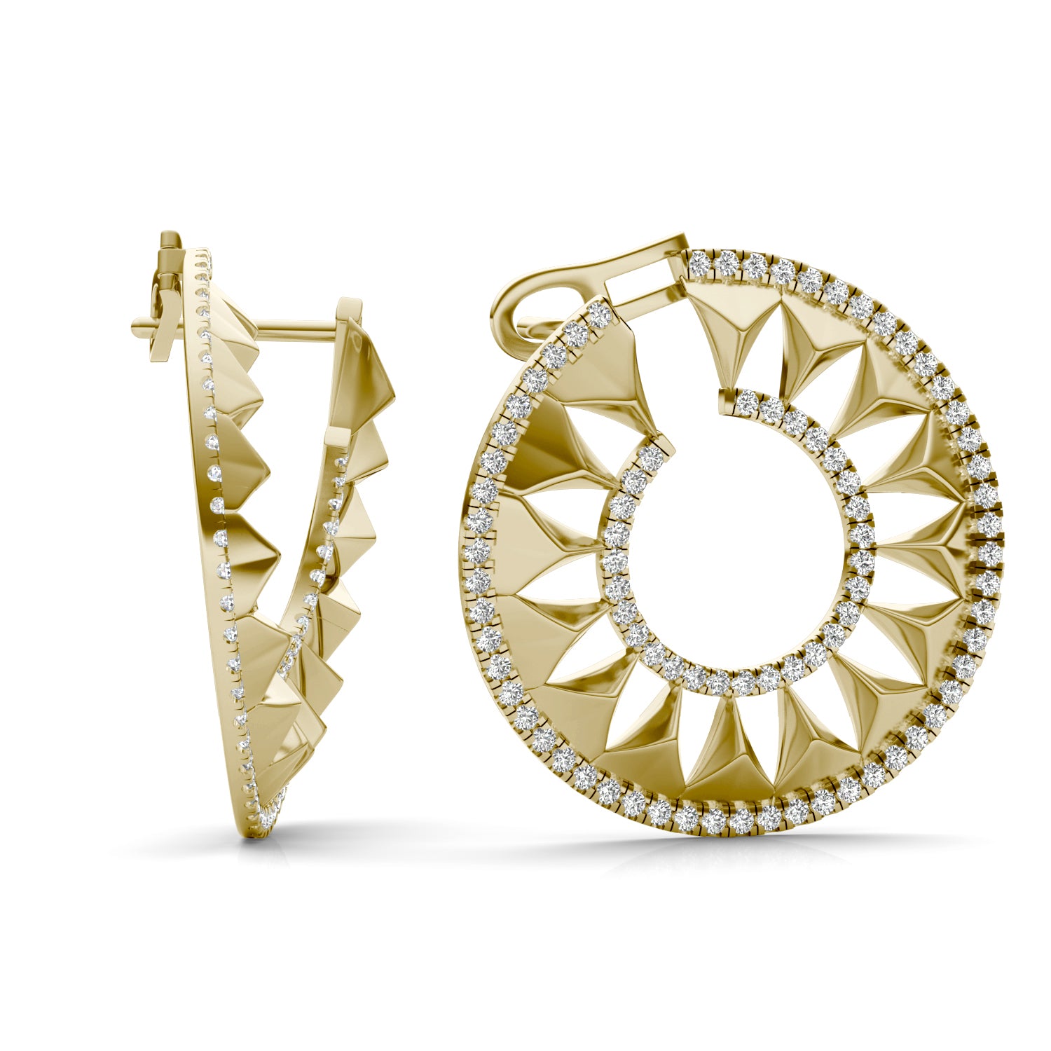 7/8 CTW Round Caydia® Lab Grown Diamond Ouro Collection Double Halo Hoop Earrings