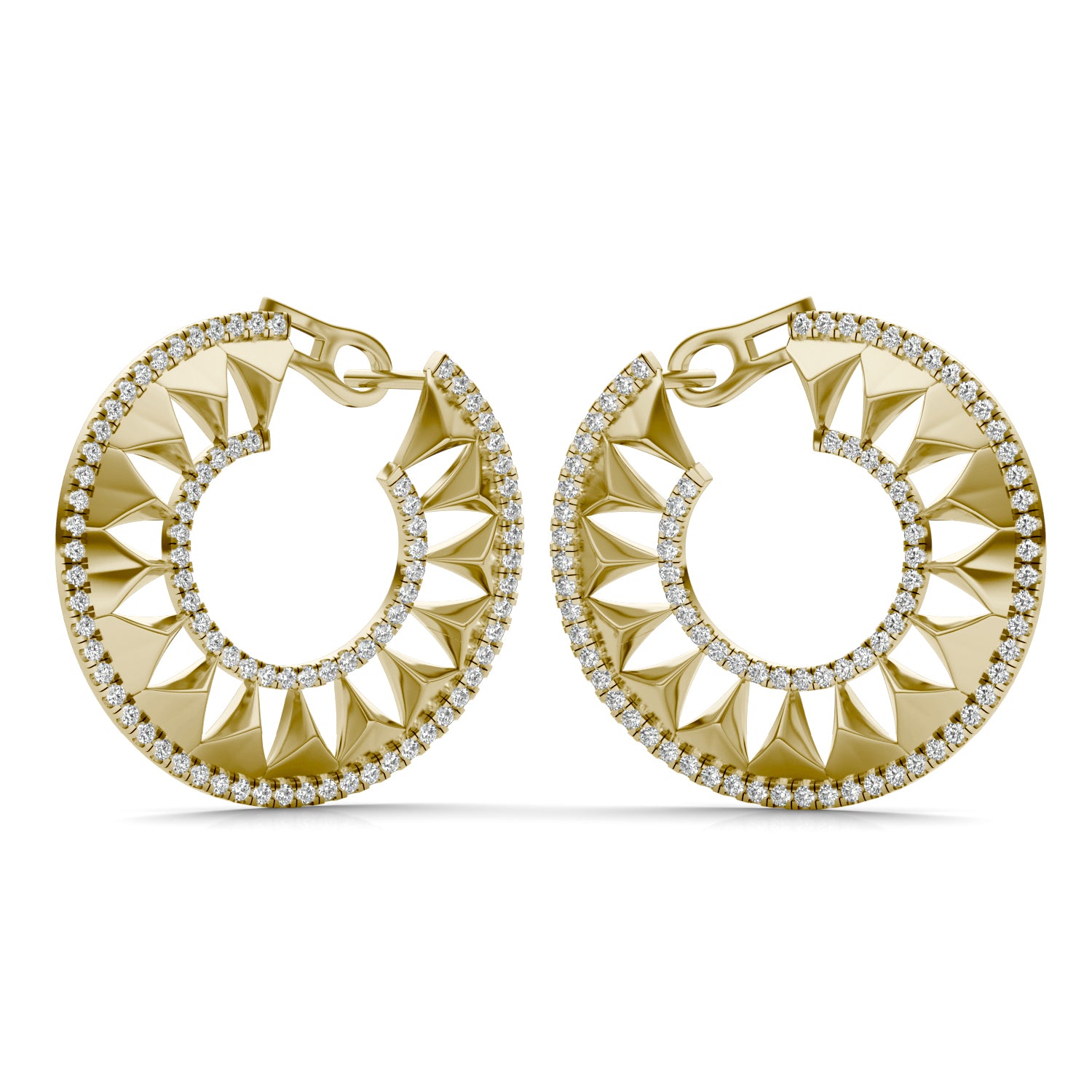 7/8 CTW Round Caydia® Lab Grown Diamond Ouro Collection Double Halo Hoop Earrings