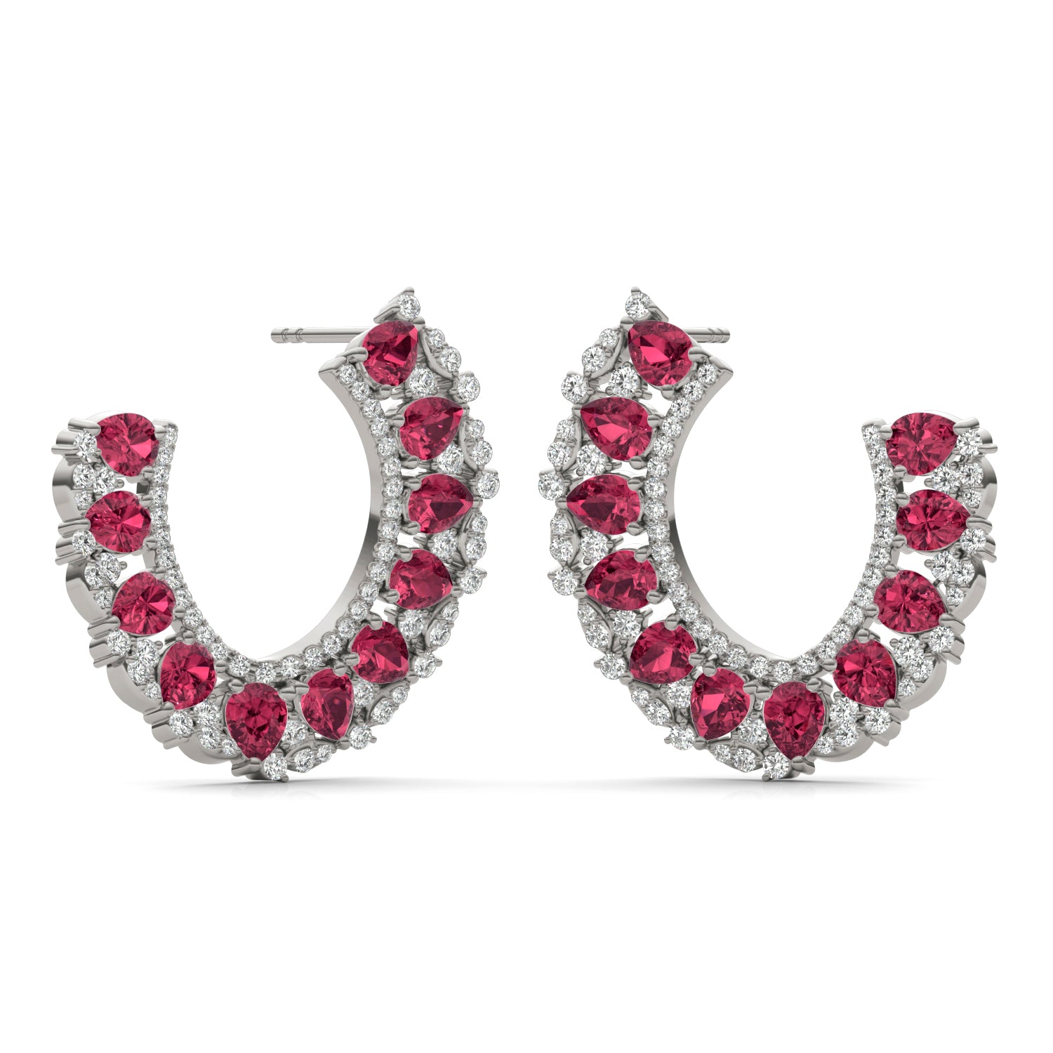 1 1/15 CTW Round Caydia® Lab Grown Diamond Statement Earrings featuring Created Ruby