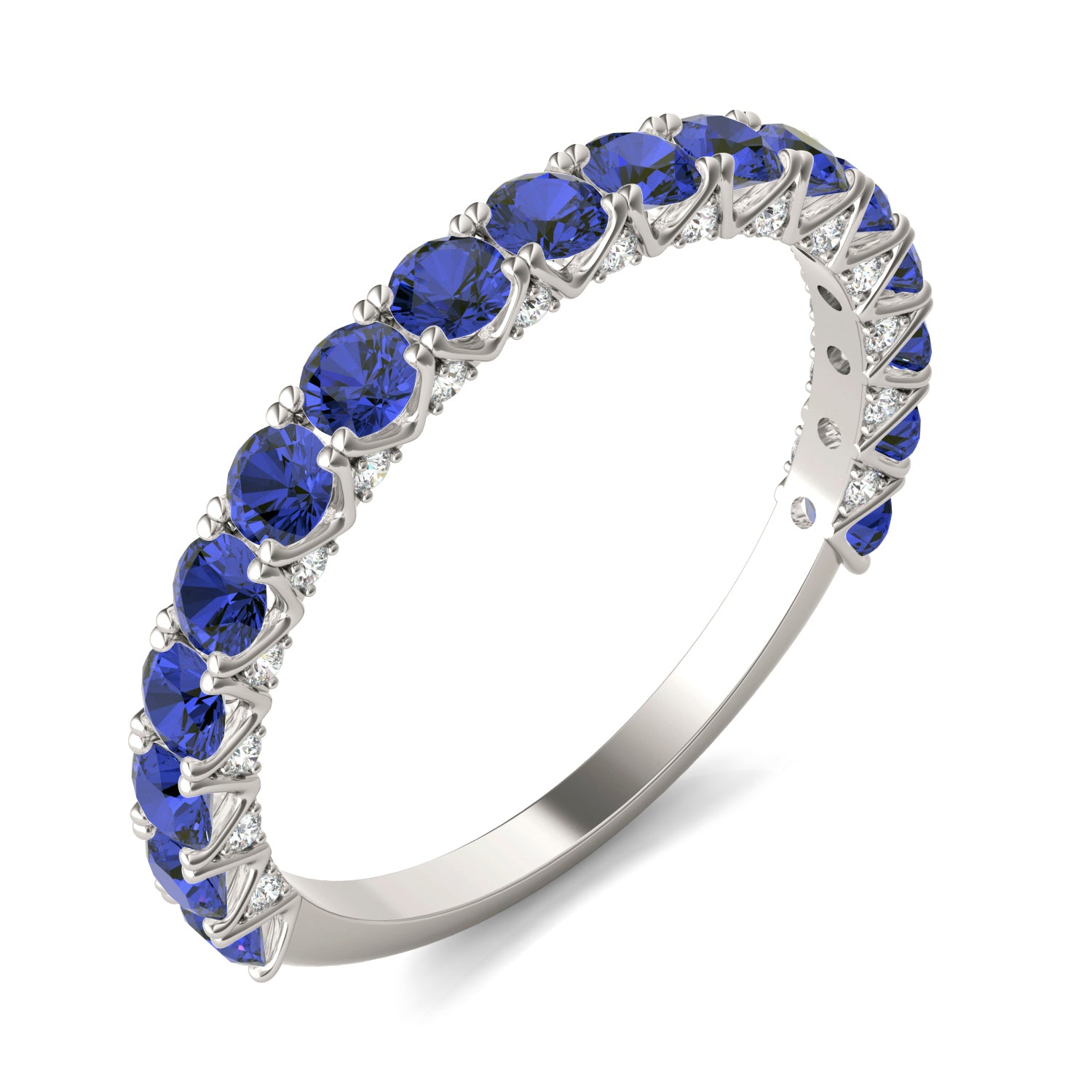 1/6 CTW Round Caydia® Lab Grown Diamond Accented Anniversary Ring featuring Created Sapphire