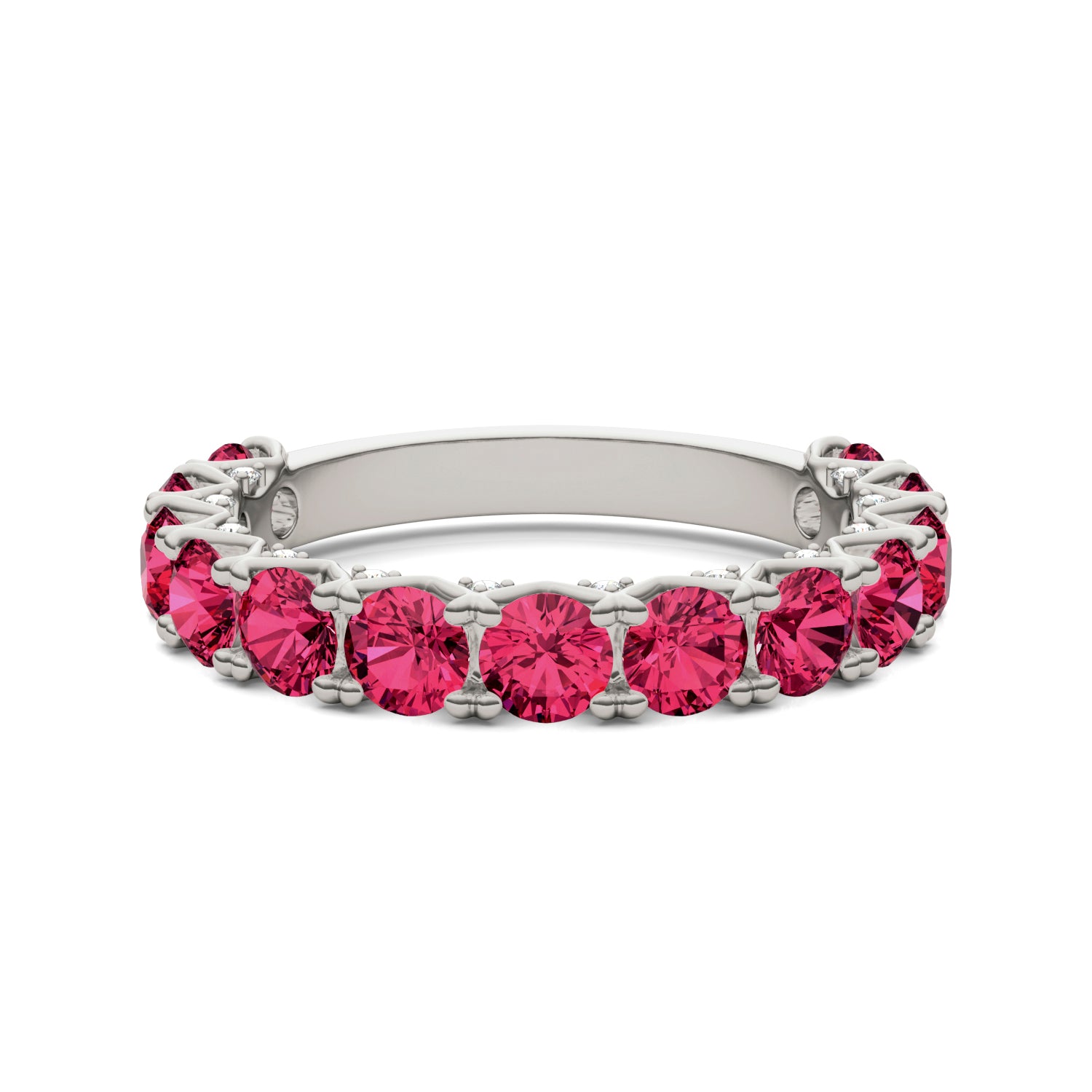 1/4 CTW Round Caydia® Lab Grown Diamond Accented Anniversary Ring featuring Created Ruby