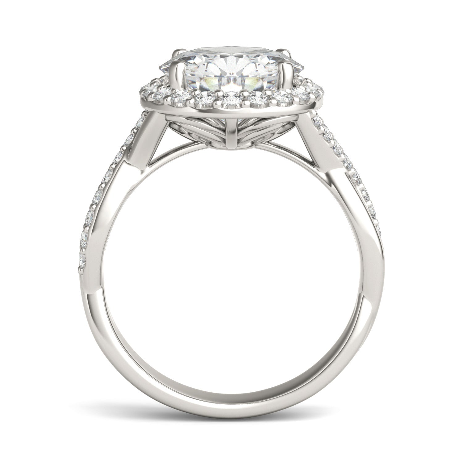 3.83 CTW DEW Round Forever One™ Moissanite Signature Twist Halo Engagement Ring