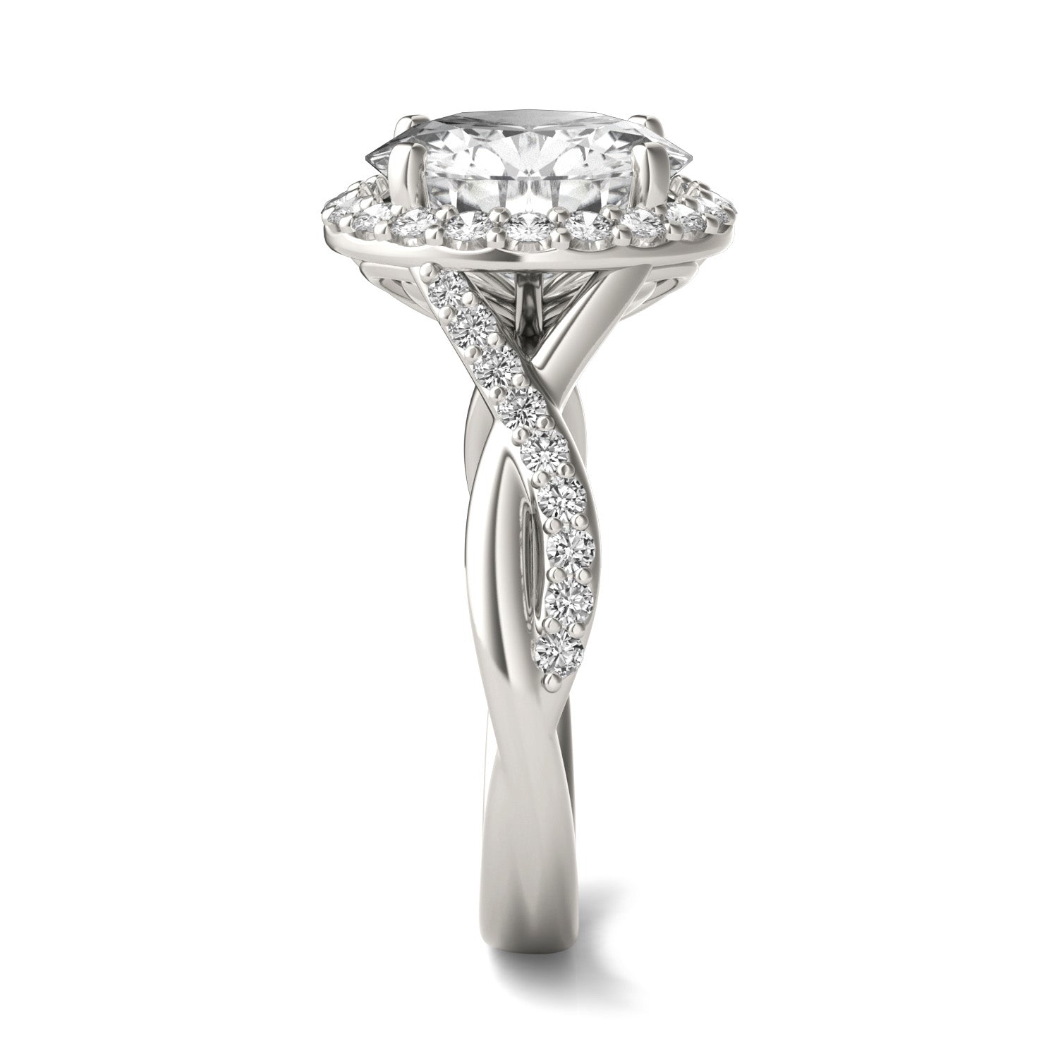 3.83 CTW DEW Round Forever One™ Moissanite Signature Twist Halo Engagement Ring
