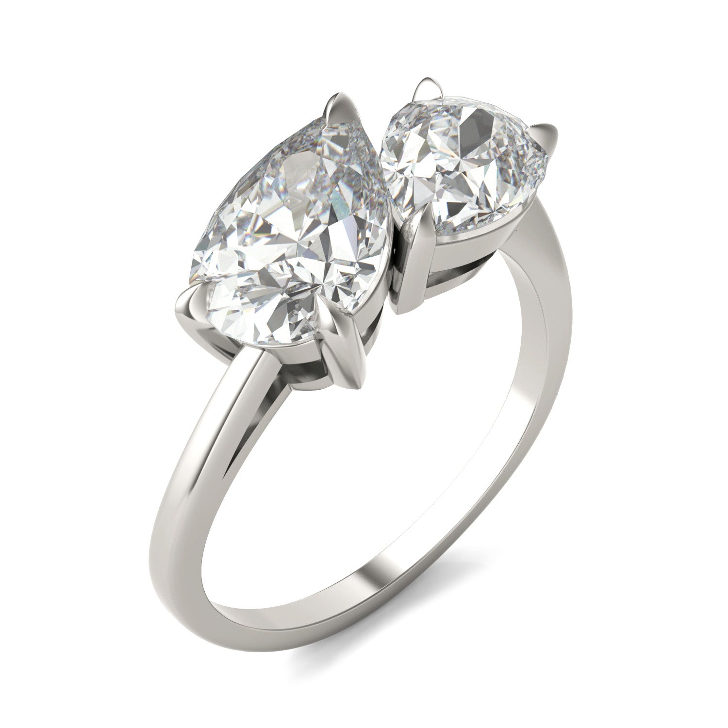 3.60 CTW DEW Pear Forever One™ Moissanite Bypass Toi et Moi Ring