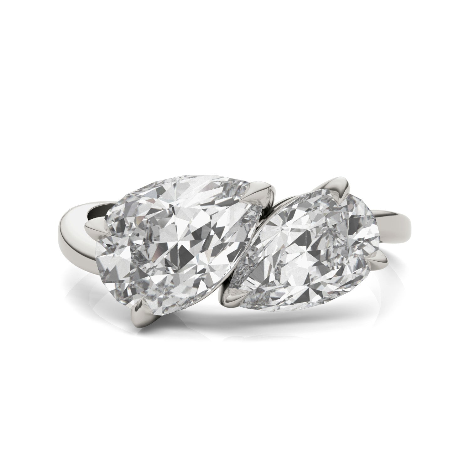 3.60 CTW DEW Pear Forever One™ Moissanite Bypass Toi et Moi Ring