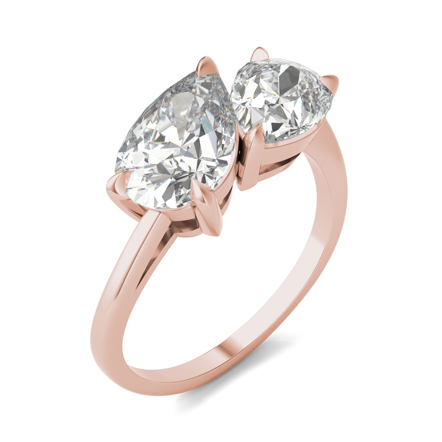 3.60 CTW DEW Pear Forever One™ Moissanite Bypass Toi et Moi Ring