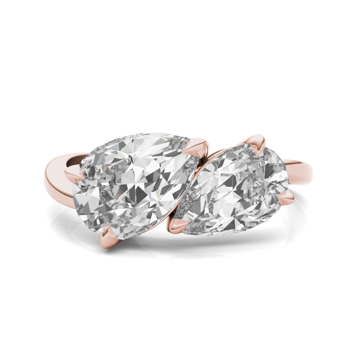 3.60 CTW DEW Pear Forever One™ Moissanite Bypass Toi et Moi Ring